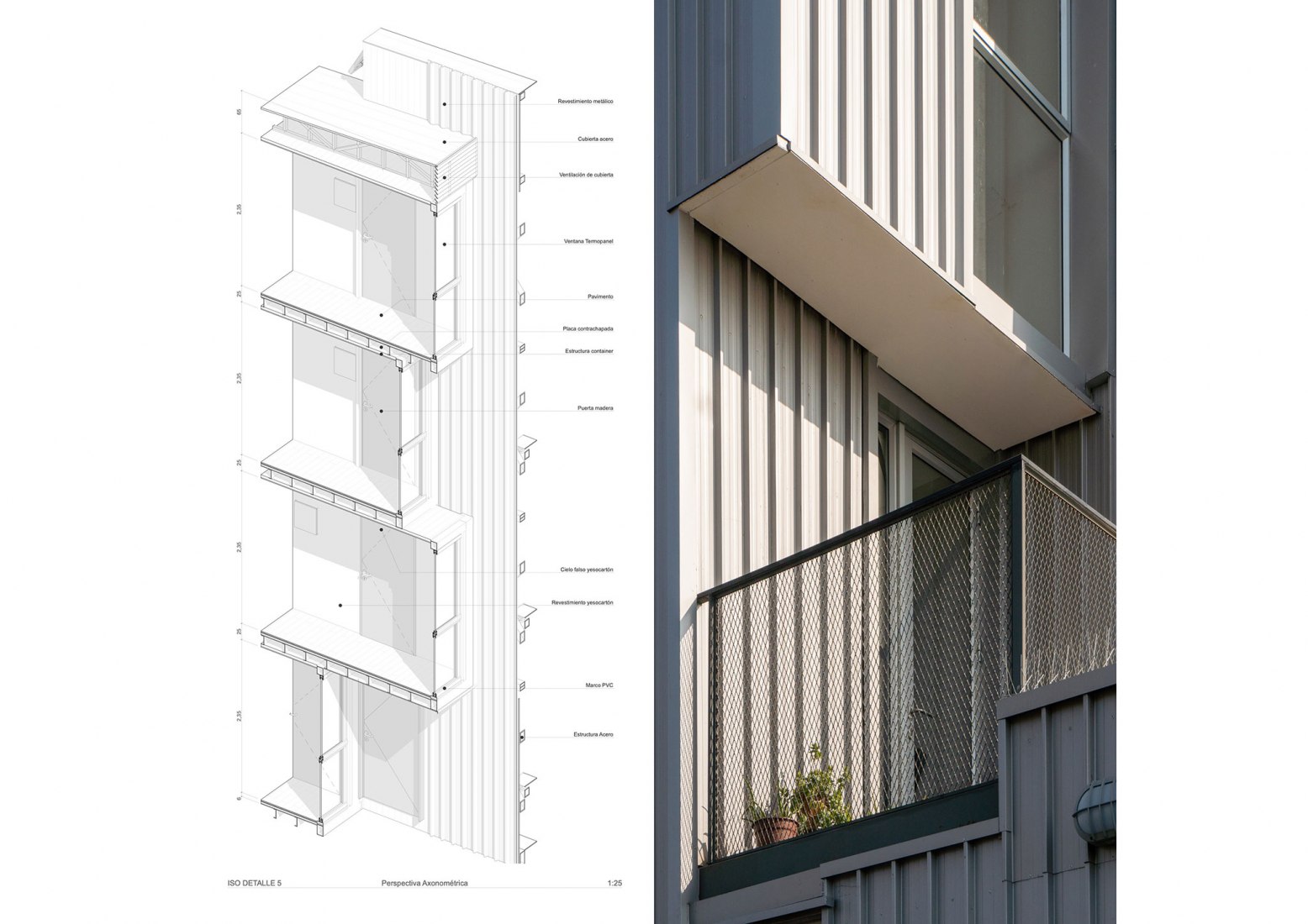 Axonométrico. «Container Building» por Hsu-Rudolphy Architects.