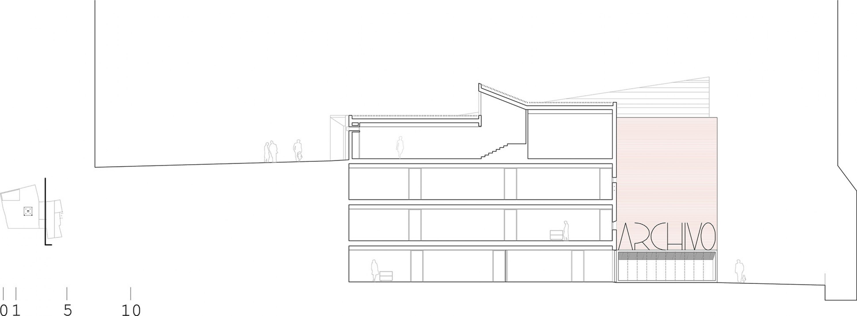 Sección. Ampliación del Archivo Municipal, Palacio de Castilfalé por Contell-Martínez Arquitectos 