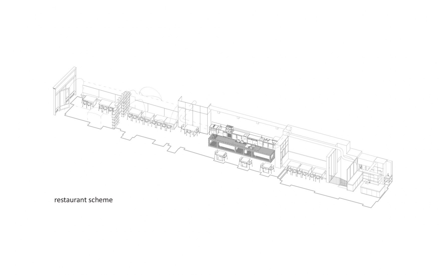 Restaurant scheme. Nádvorie (Courtyard) by Vallo Sadovsky Architects.