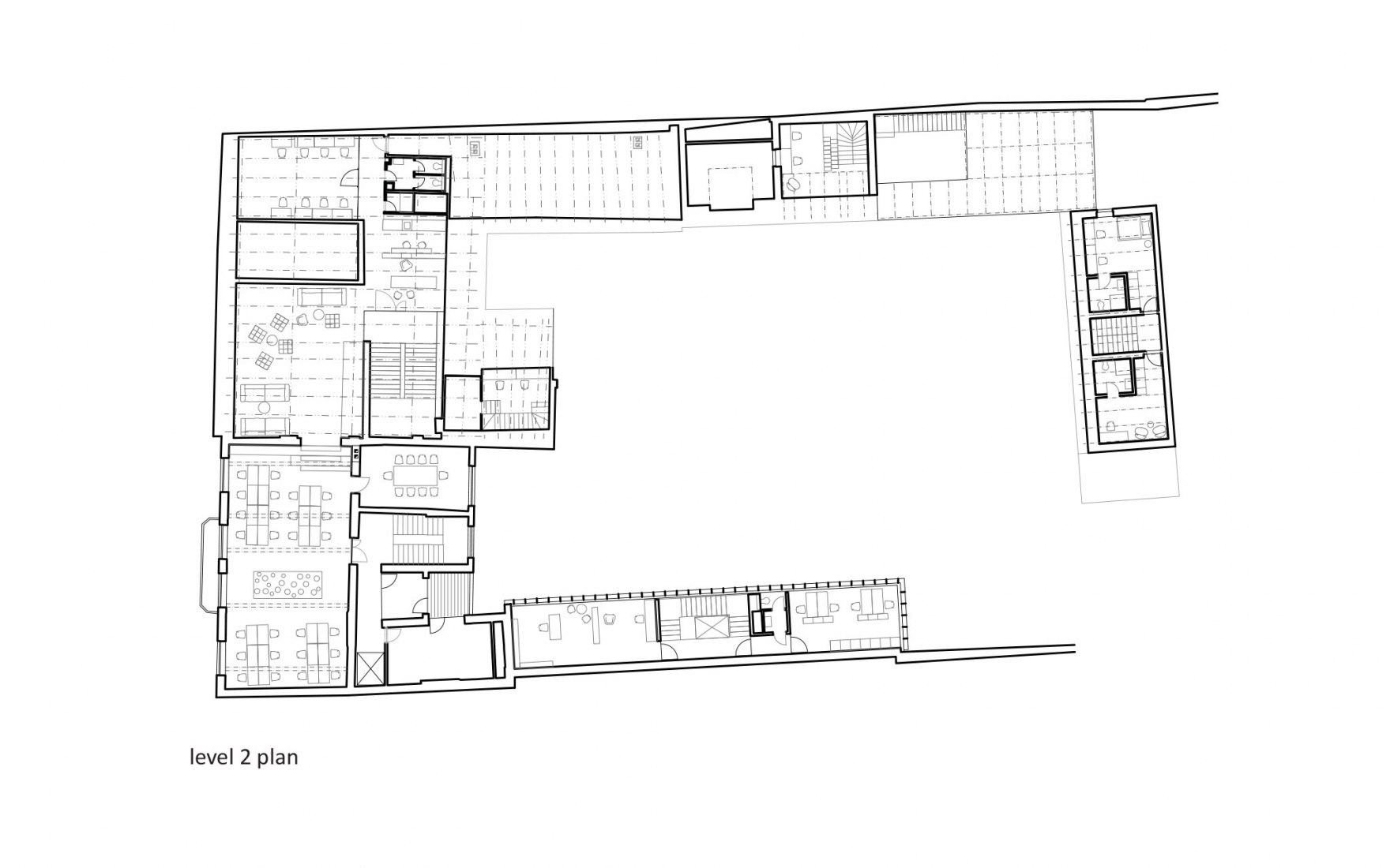 Second level plan. Nádvorie (Courtyard) by Vallo Sadovsky Architects.