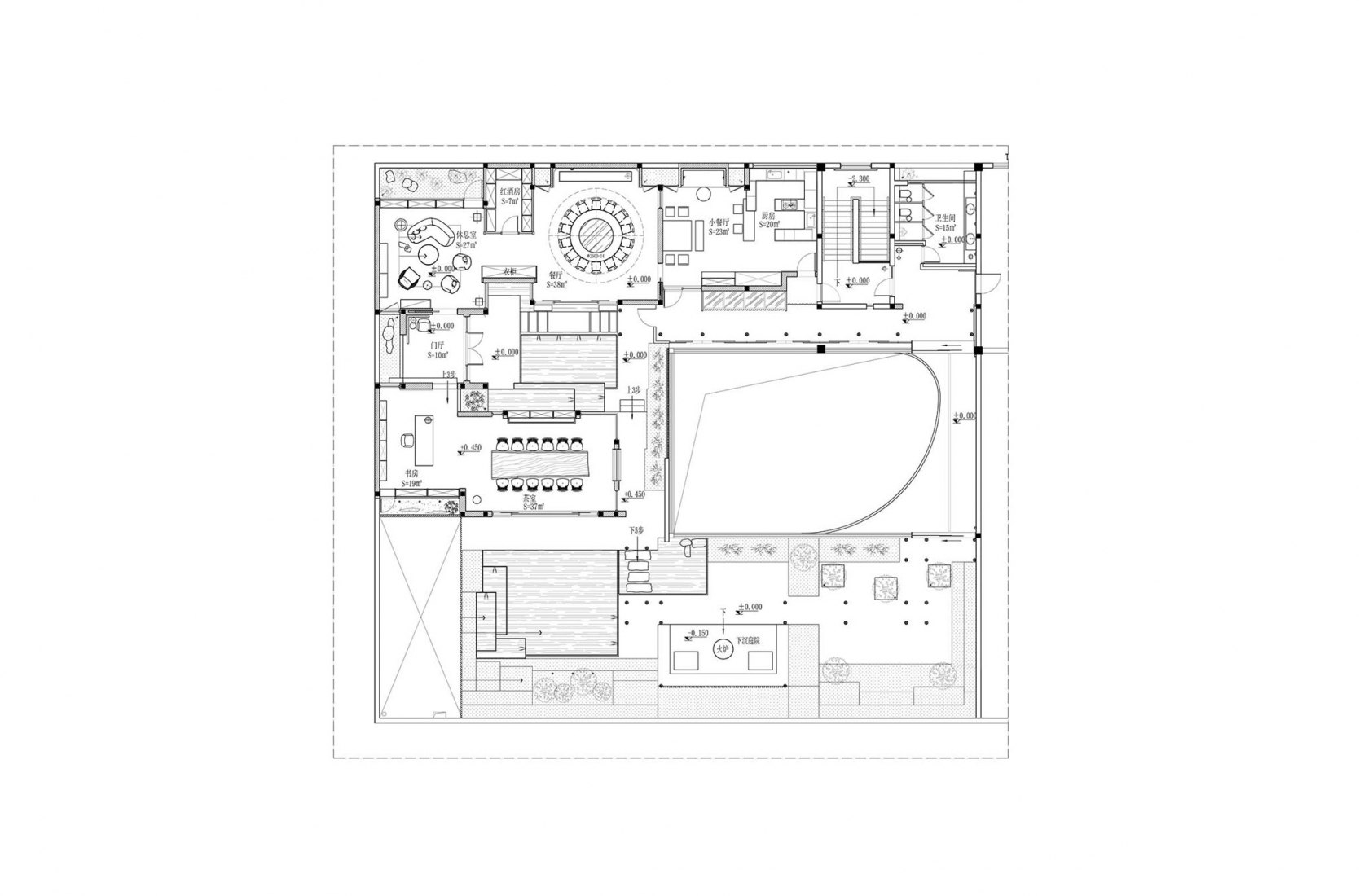 Floor plan. Courtyard Xiaoya by DA XIANG Design Studio.