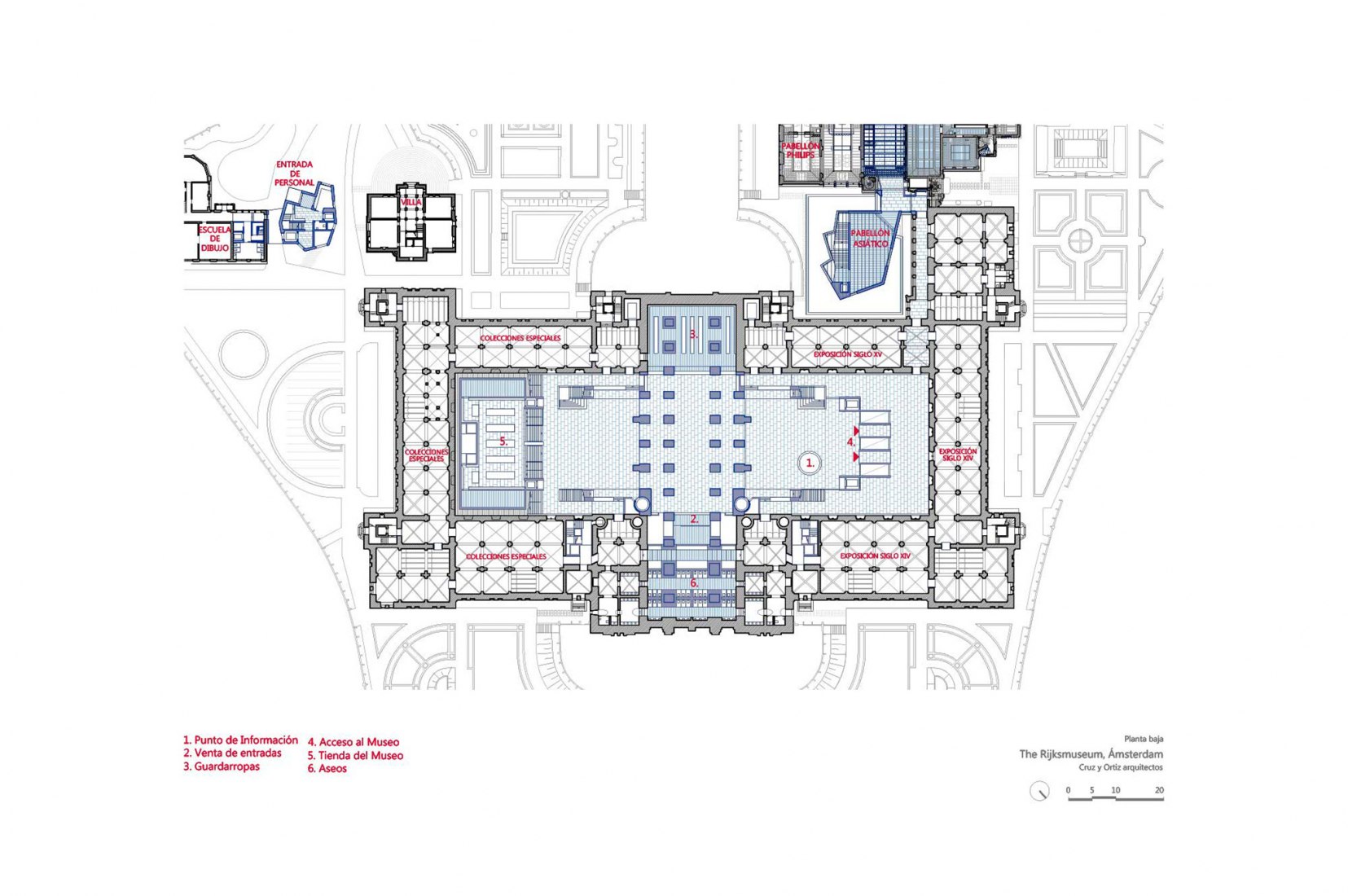 Planta baja. El Rijksmuseum por Cruz y Ortiz Arquitectos.