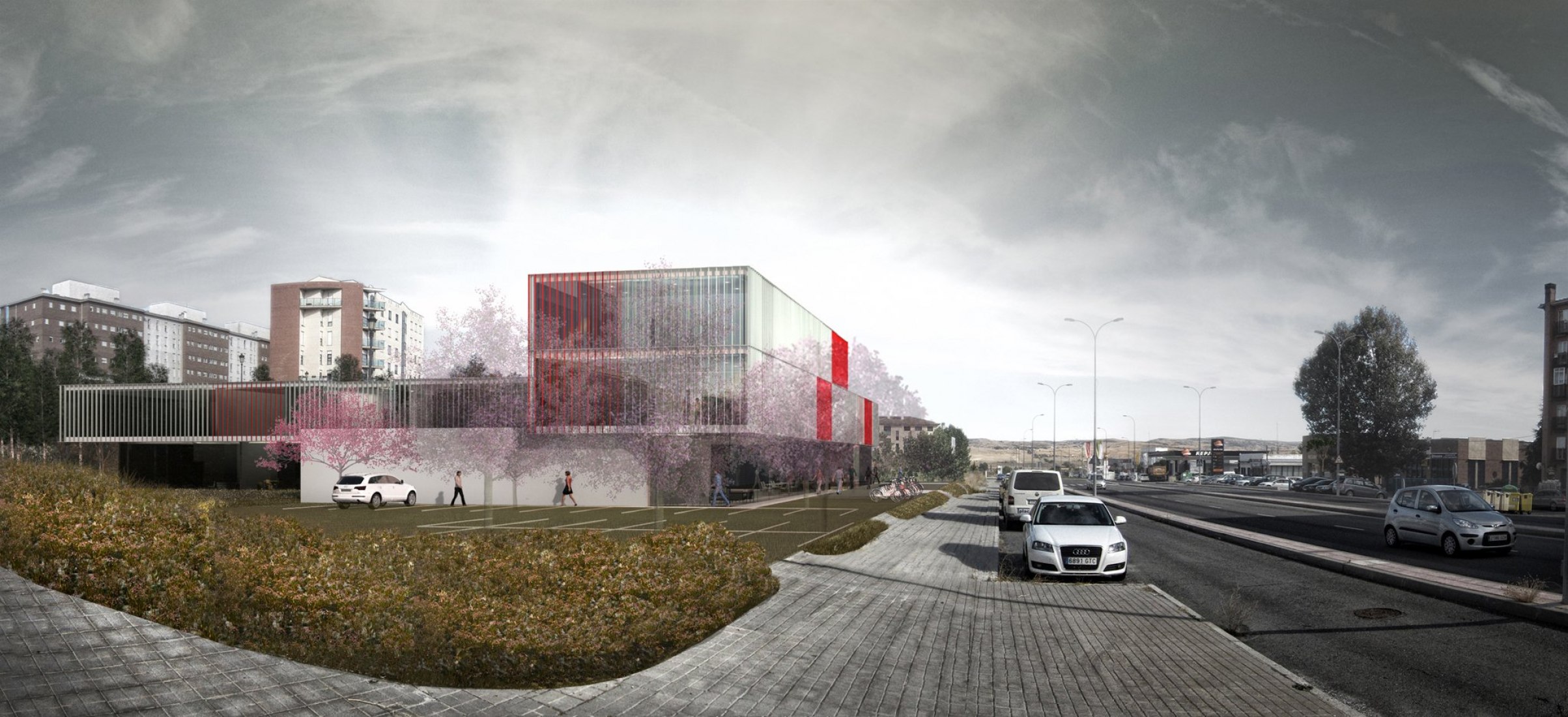 Visualización del exterior. Nueva sede de la Cruz Roja española en la ciudad de Ávila por ABLM Arquitectos. Imagen Cortesía de ABLM Arquitectos. 