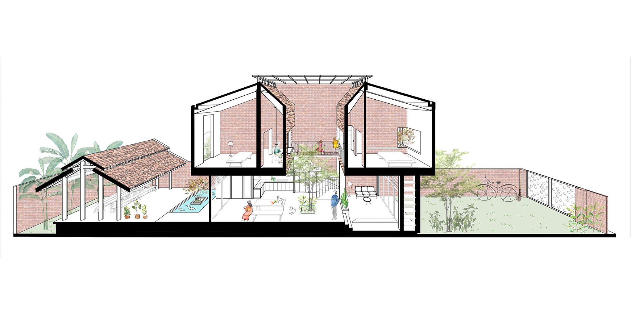 Section. 2HIEN house by CTA, Creative Architects.