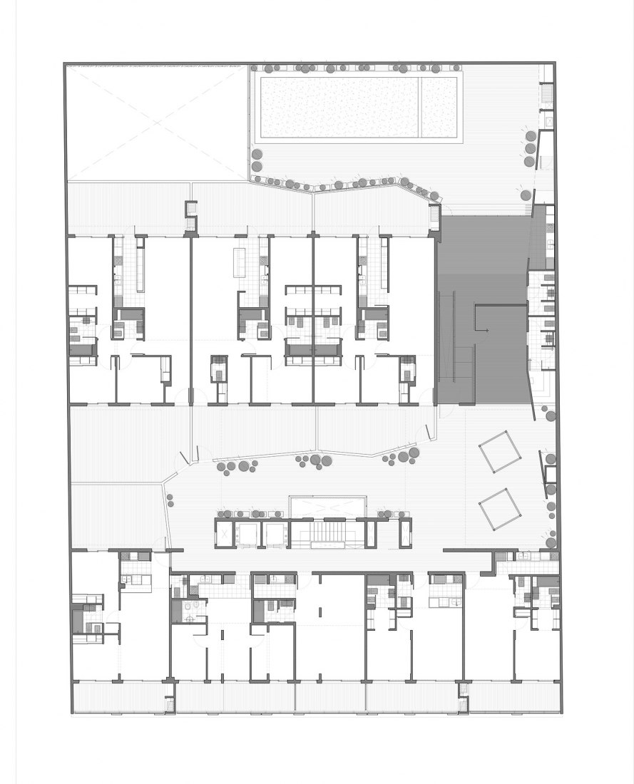 Groung floor. AER La Pampa Building by Cubero-Rubio arquitectos 