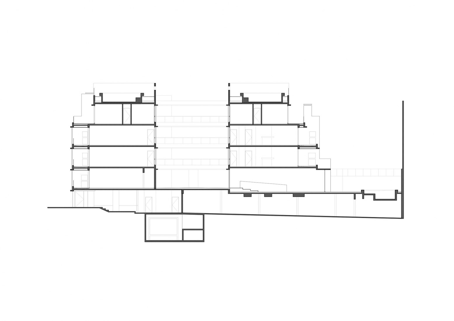 Section. AER La Pampa Building by Cubero-Rubio arquitectos 