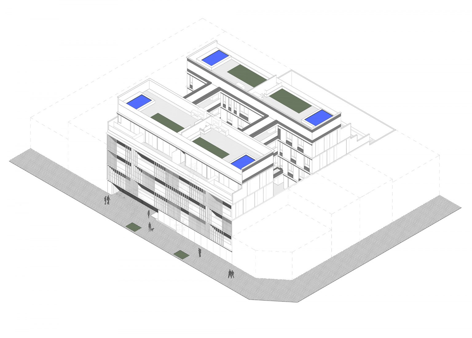 Axonometry. AER La Pampa Building by Cubero-Rubio arquitectos 