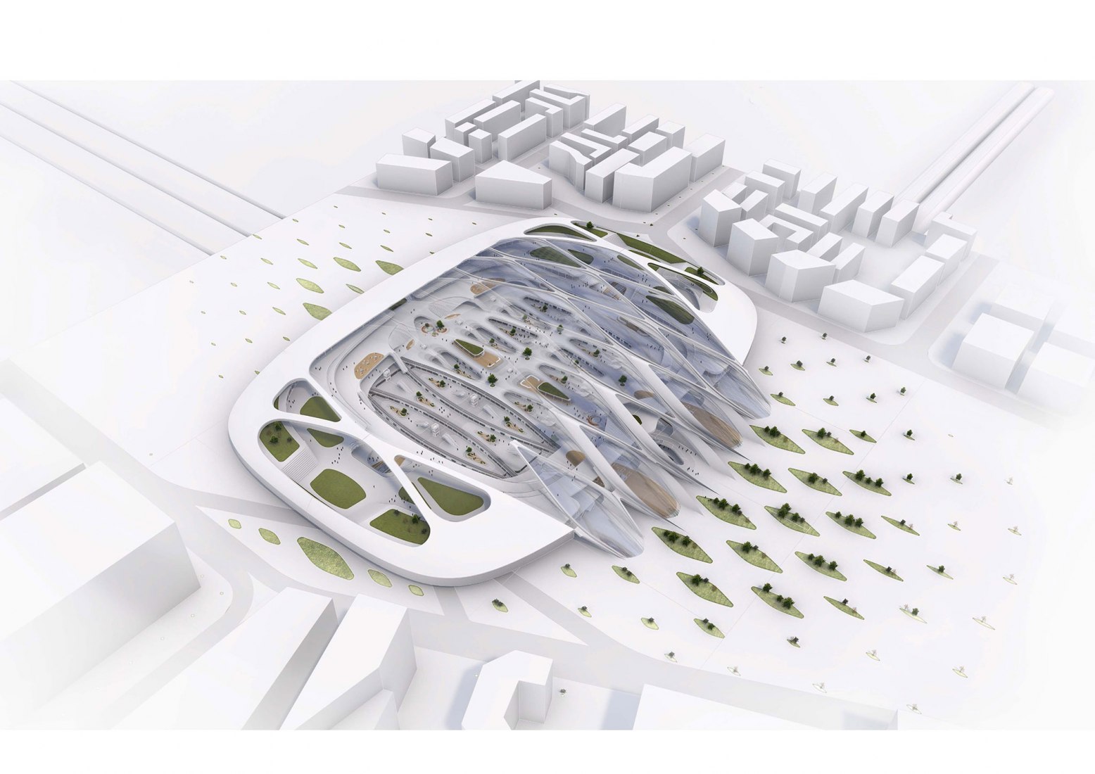 Modular diagram. 'Hyperloop Station' from Amsterdam to Frankfurt by UNSFutures. Image © UNStudio