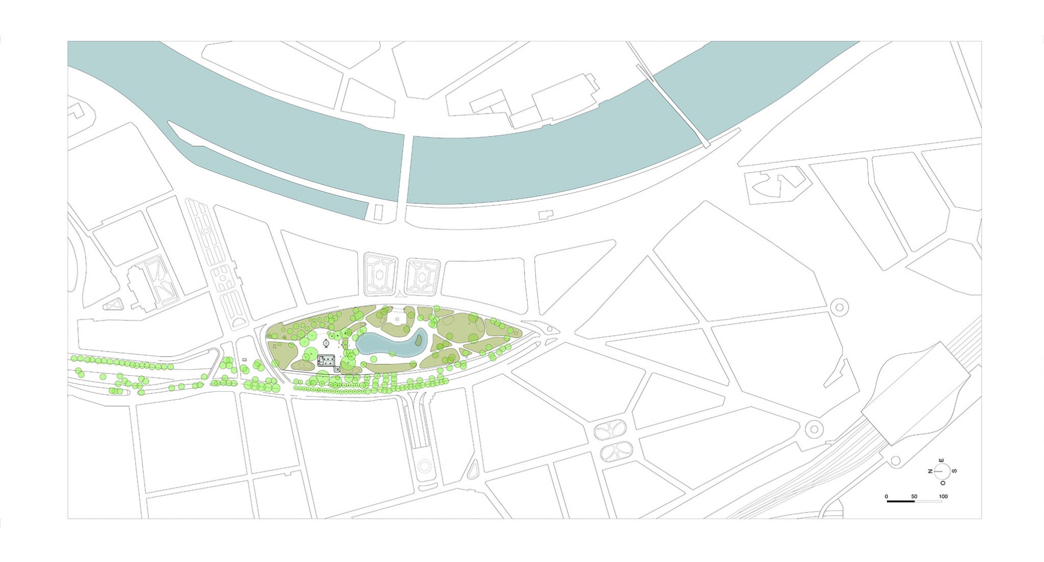 Plano de situación. Trinkhall Museum por Atelier d'architecture Aloys Beguin - Brigitte Massart.