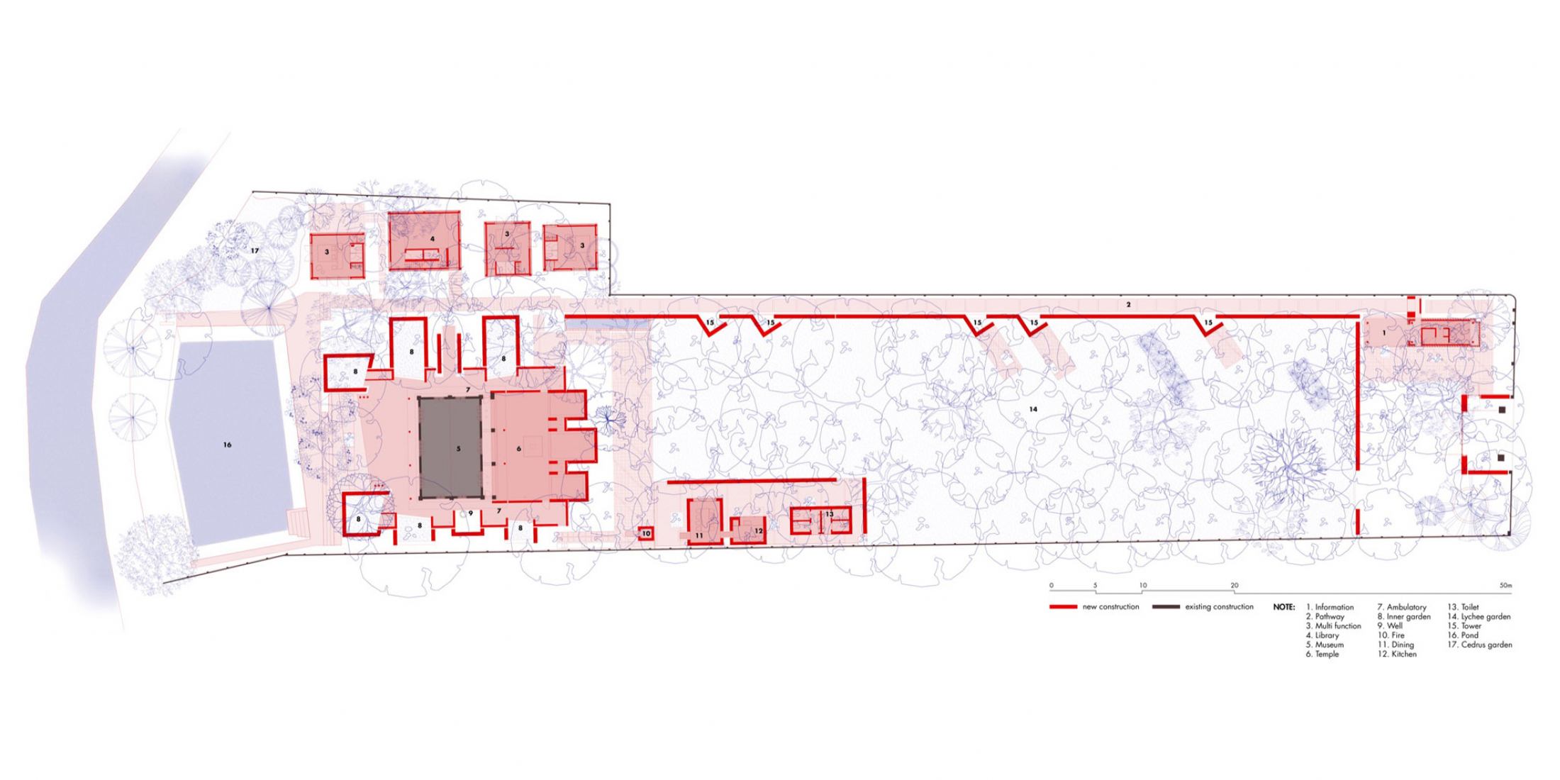 Ground floor plan. Đạo Mẫu Museum by ARB Architects. 