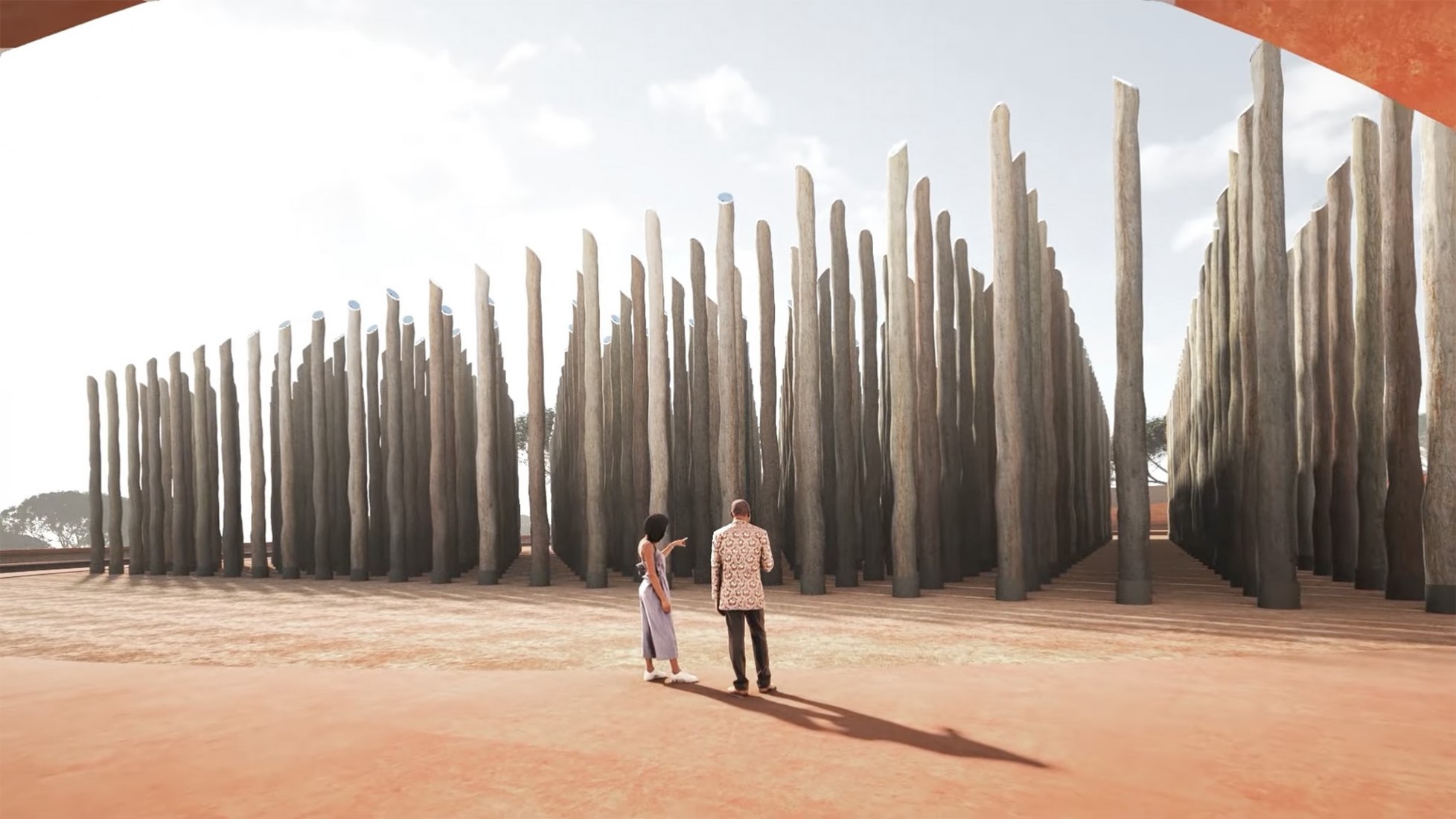 Visualización del monumento al cementerio esclavizado de Newton. Imagen cortesía de Adjaye Associates 