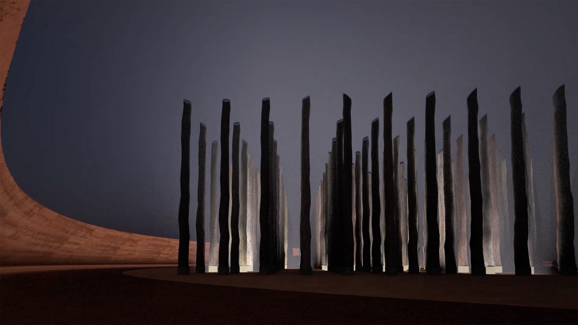 Visualización del monumento al cementerio esclavizado de Newton. Imagen cortesía de Adjaye Associates 