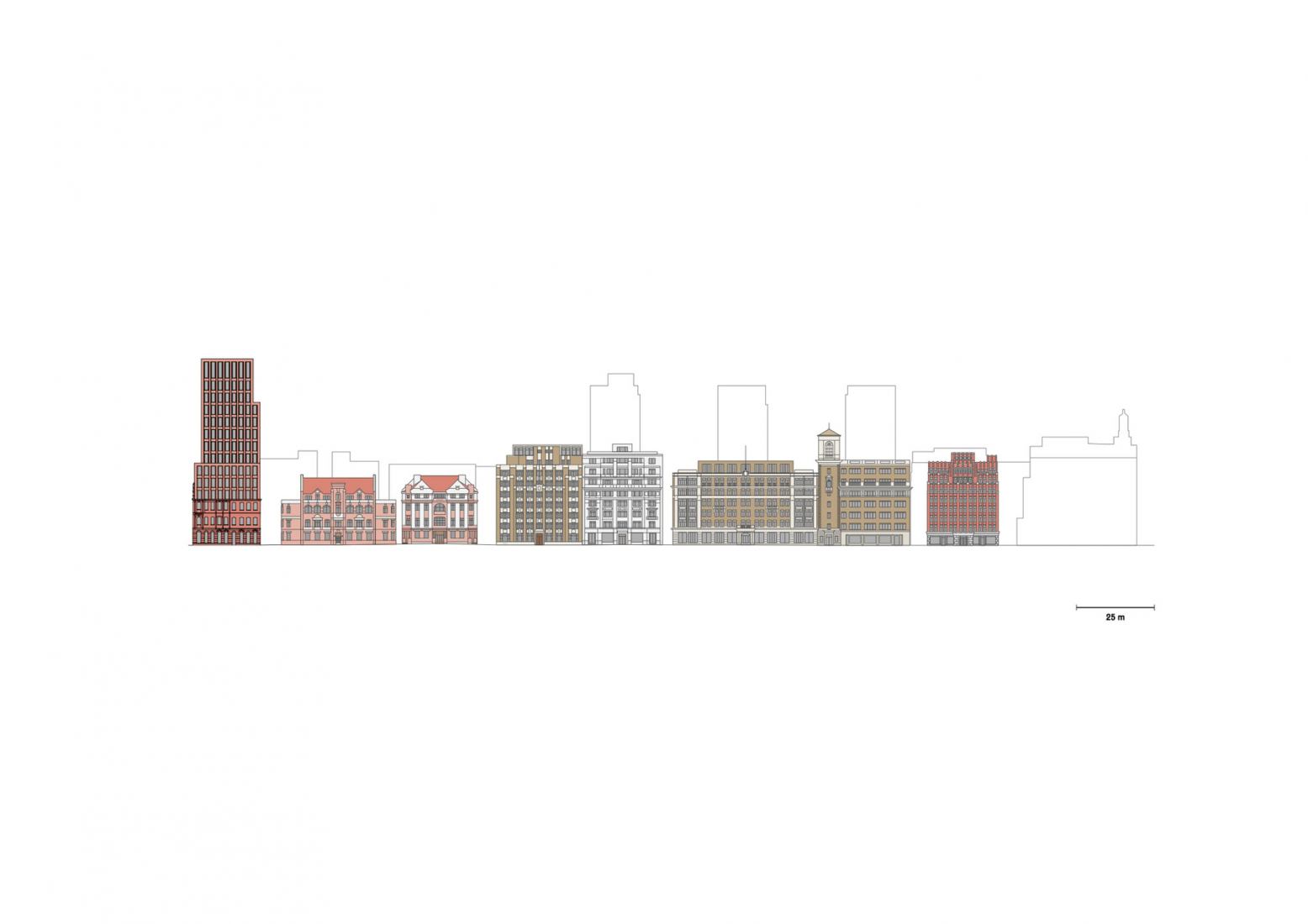 General elevation. ROCKBUND project by David Chipperfield Architects. 