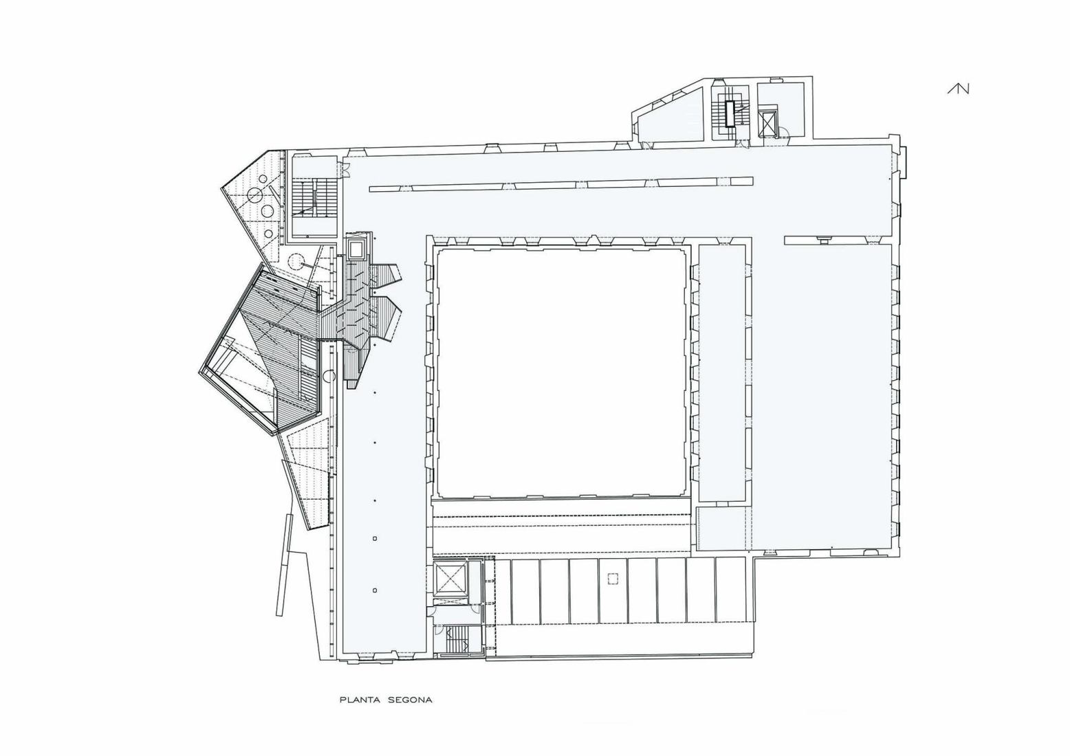 Plano de planta segunda. Nueva fachada de entrada al Museo Barroco de Cataluña por David Closes.