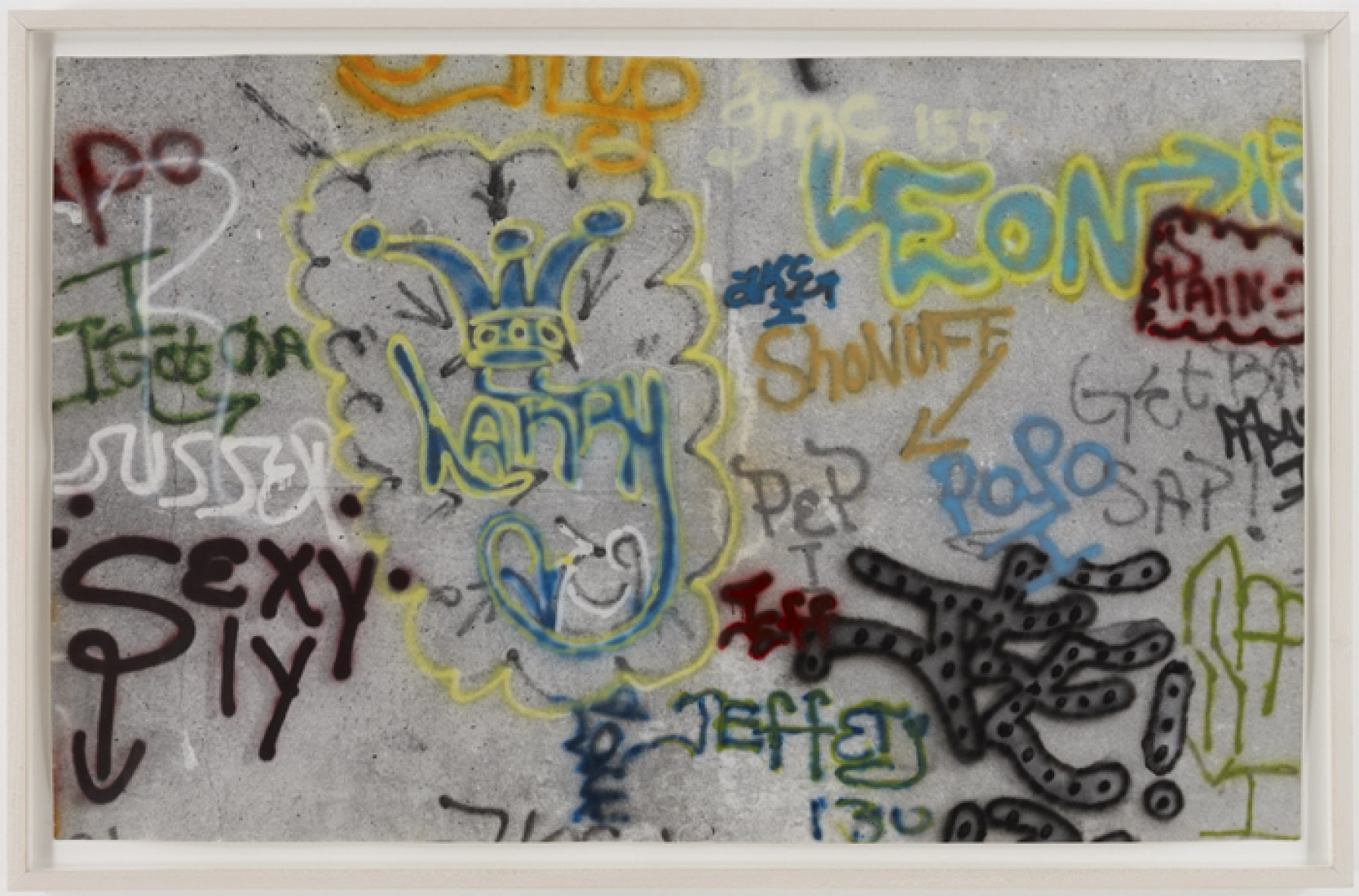 Gordon Matta-Clark Graffiti: Leon 1973 Gelatin silver print with hand-coloring © The Estate of Gordon Matta-Clark / Artists Rights Society (ARS), New York Courtesy The Estate of Gordon Matta-Clark and David Zwirner