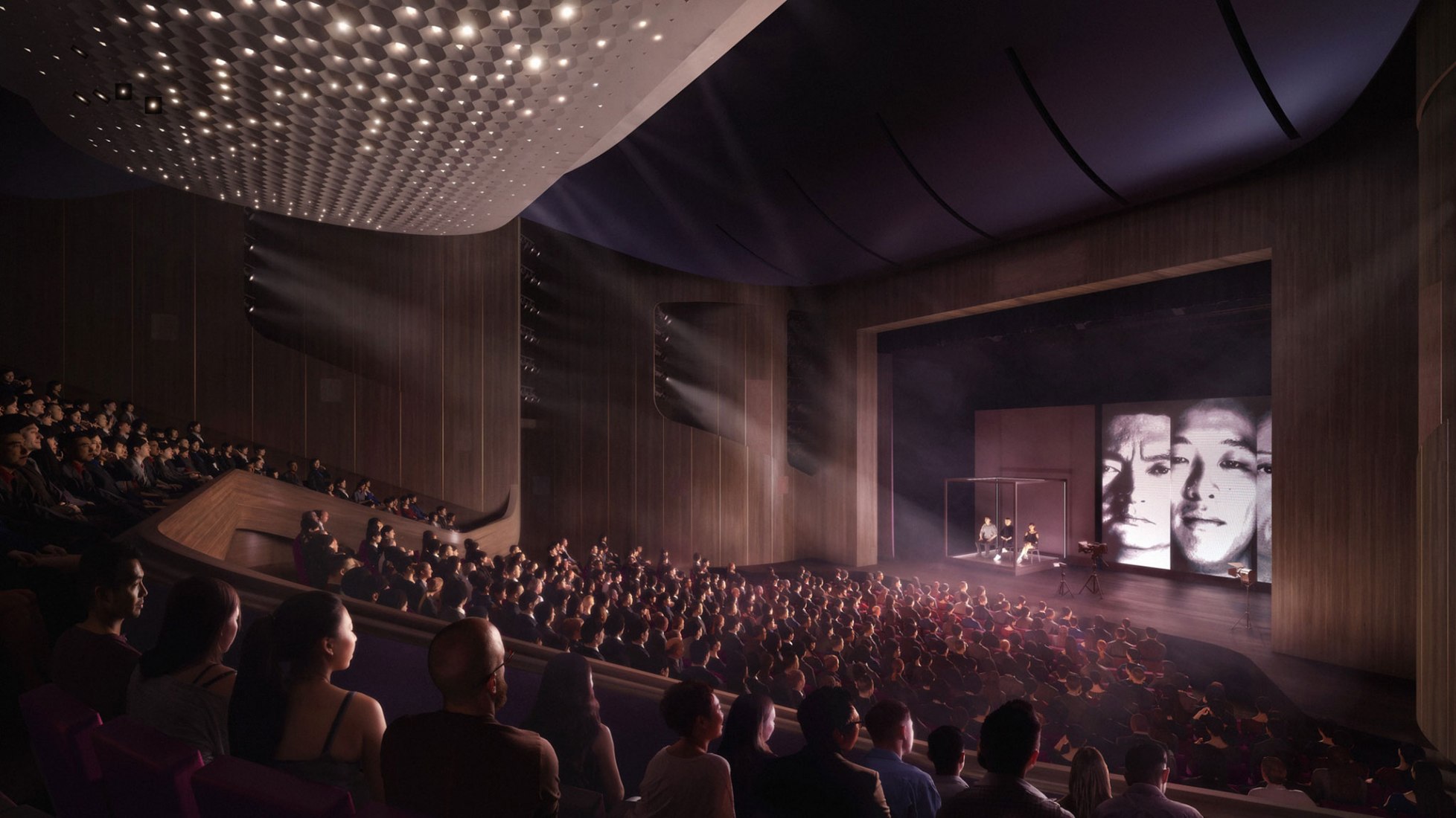 Medium Theatre facing the stage. Lyric Theatre Complex by UNStudio. Image by DBOX / UNStudio