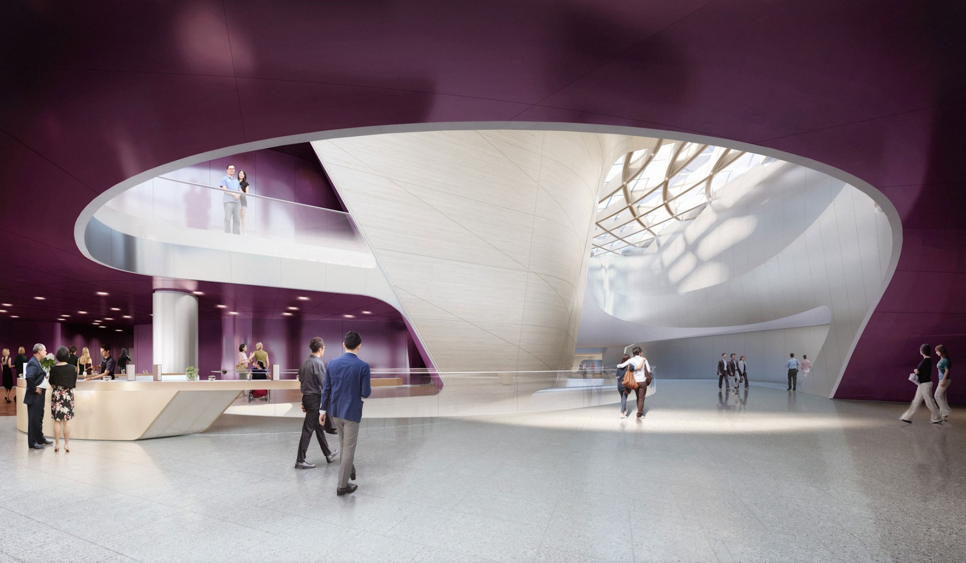 Medium Theatre foyer towards the void. Lyric Theatre Complex by UNStudio. Image by DBOX / UNStudio