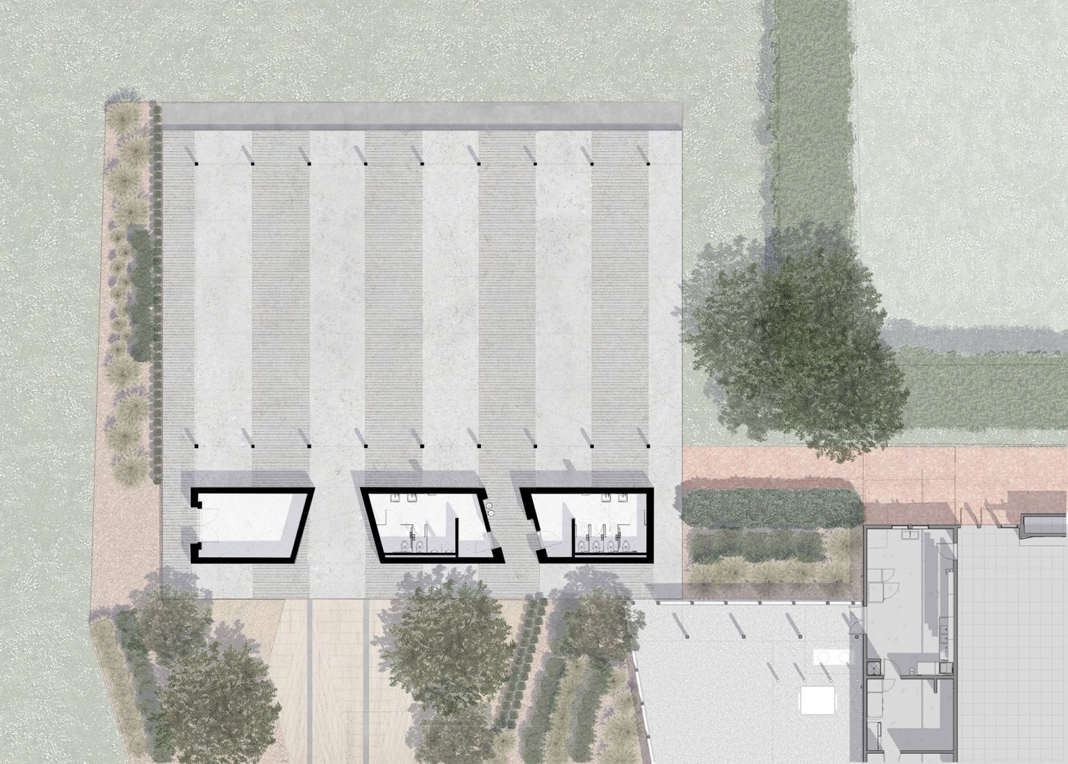Ground floor plan. Locust Grove Event Pavilion by de Leon & Primmer Architecture Workshop.
