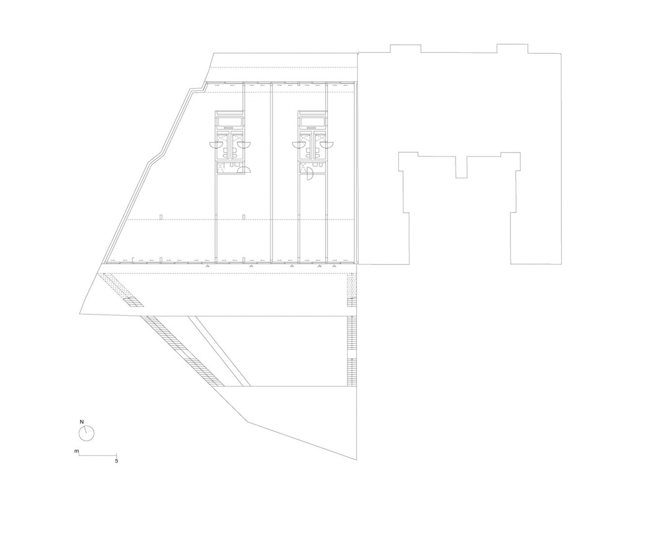 Floor plan level +1. Terrassenhaus Berlin by Brandlhuber + Emde, Burlon + Muck Petzet.