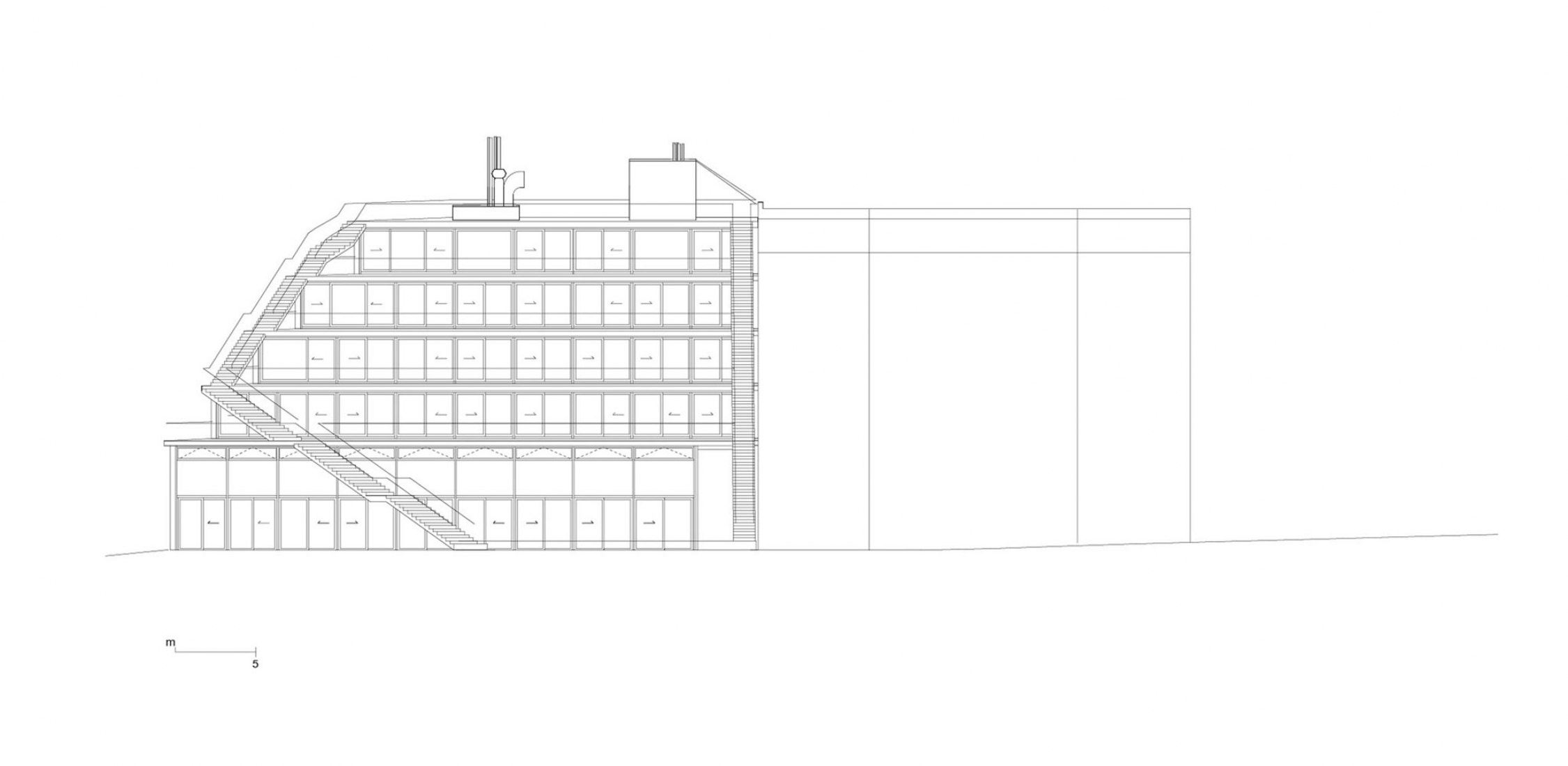 South elevation. Terrassenhaus Berlin by Brandlhuber + Emde, Burlon + Muck Petzet.