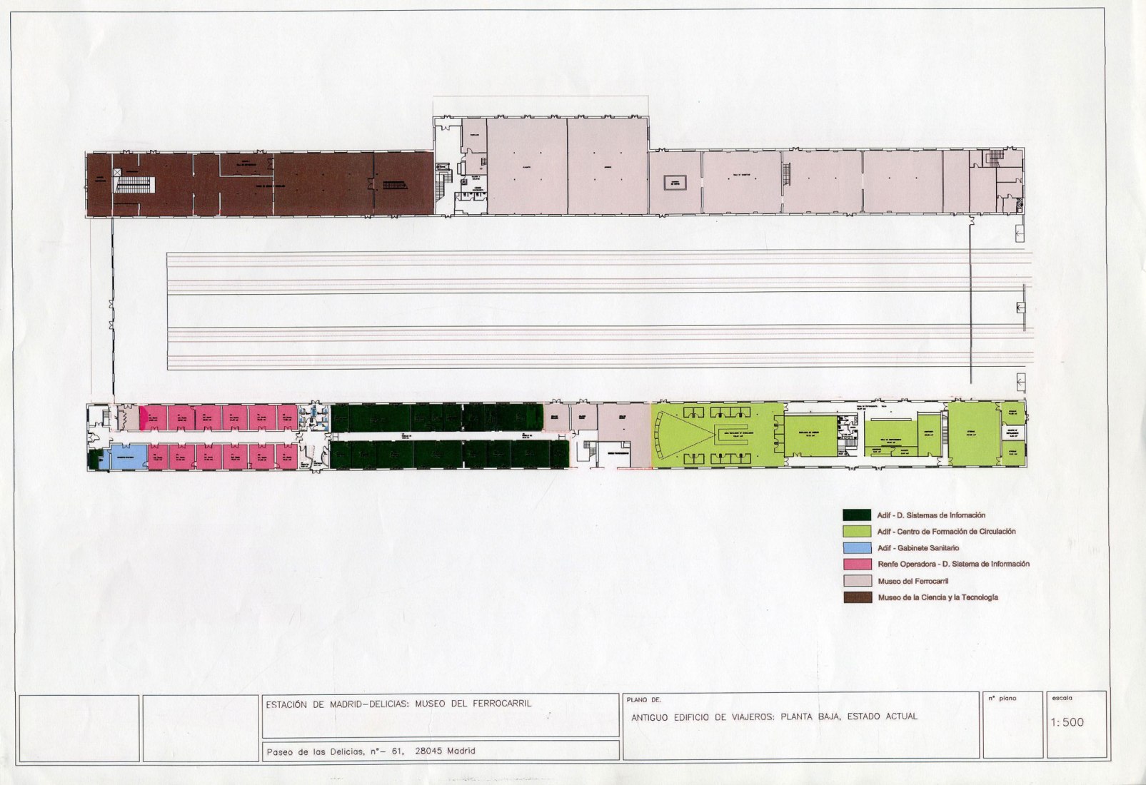 Former travelers building: floor plan. Courtesy of the Department of Conservation, Historical Railway Archive of the Railway Museum (Foundation of Spanish Railways)