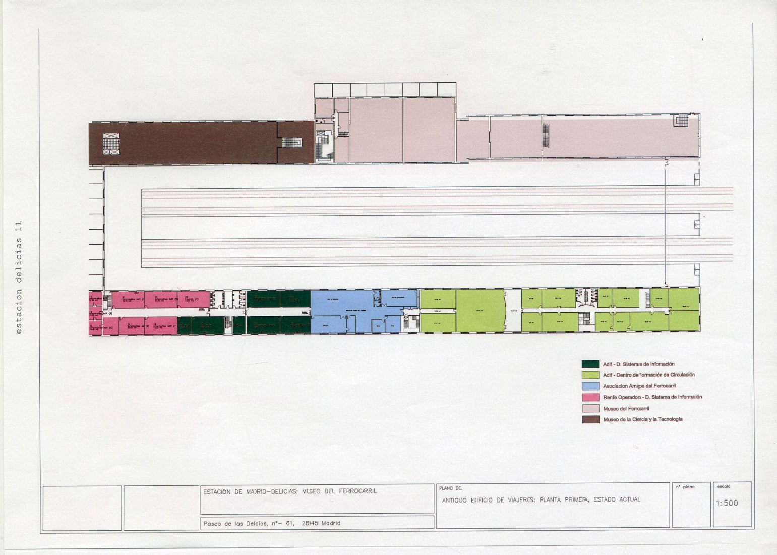 Former travelers building: First floor. Courtesy of the Department of Conservation, Historical Railway Archive of the Railway Museum (Foundation of Spanish Railways)