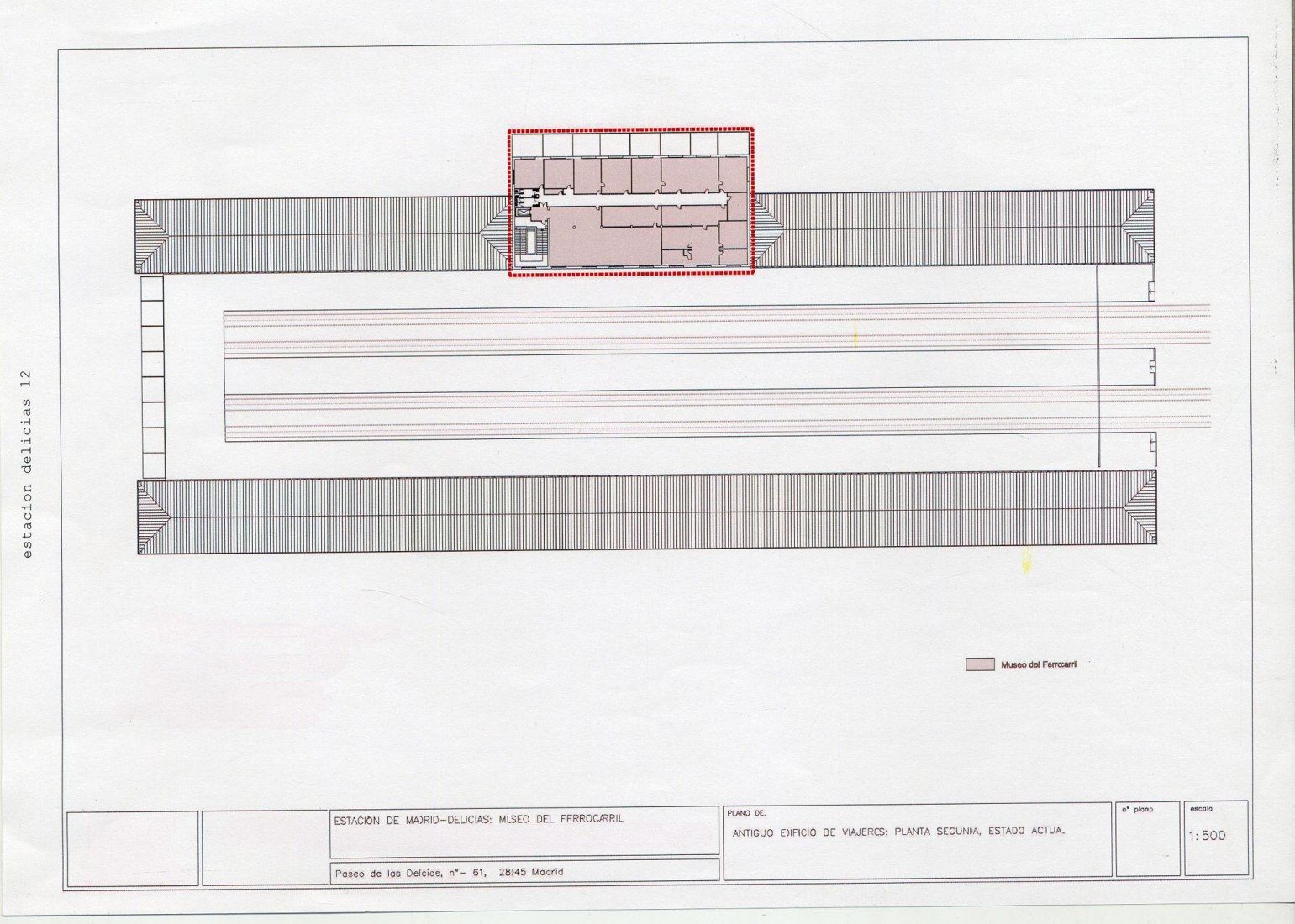 Former building of travelers: Second floor. Courtesy of the Department of Conservation, Historical Railway Archive of the Railway Museum (Foundation of Spanish Railways)