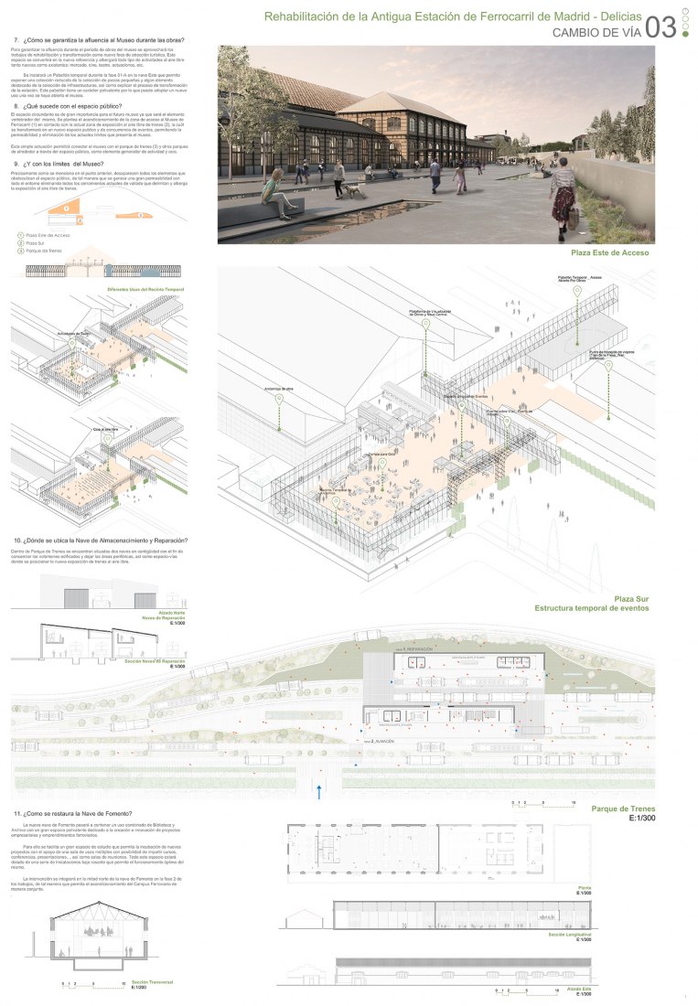 Tercer accésit, lema: Cambio de vía, por Frade arquitectos, Estudio Álvarez-Sala, José Joaquín Lizasoain Urcola.