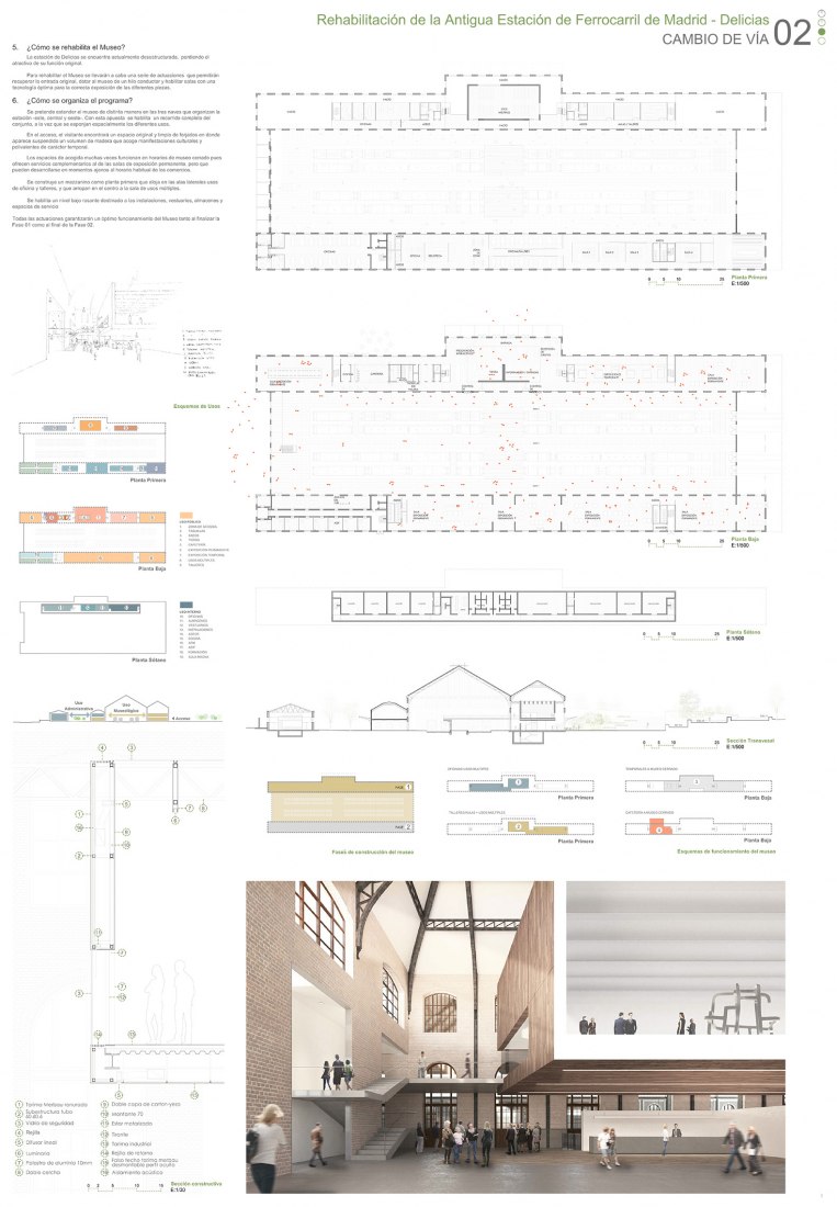 Tercer accésit, lema: Cambio de vía, por Frade arquitectos, Estudio Álvarez-Sala, José Joaquín Lizasoain Urcola.