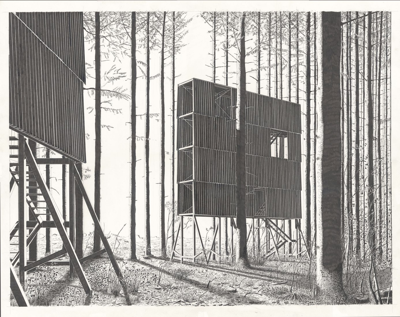 Denis Andernach, Stelzenhaus III (stilt-house). Highly commended. Hand-drawn category