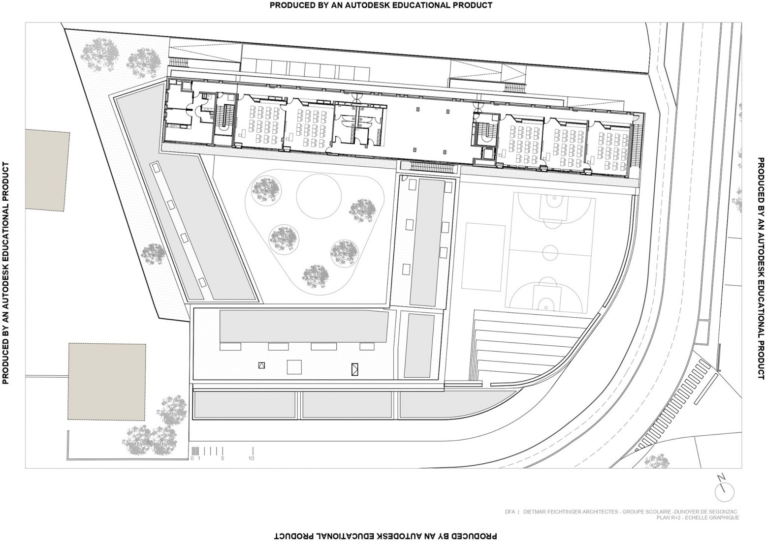 Segunda planta. Centro Escolar y de Actividades en Antony por Dietmar Feichtinger Architectes
