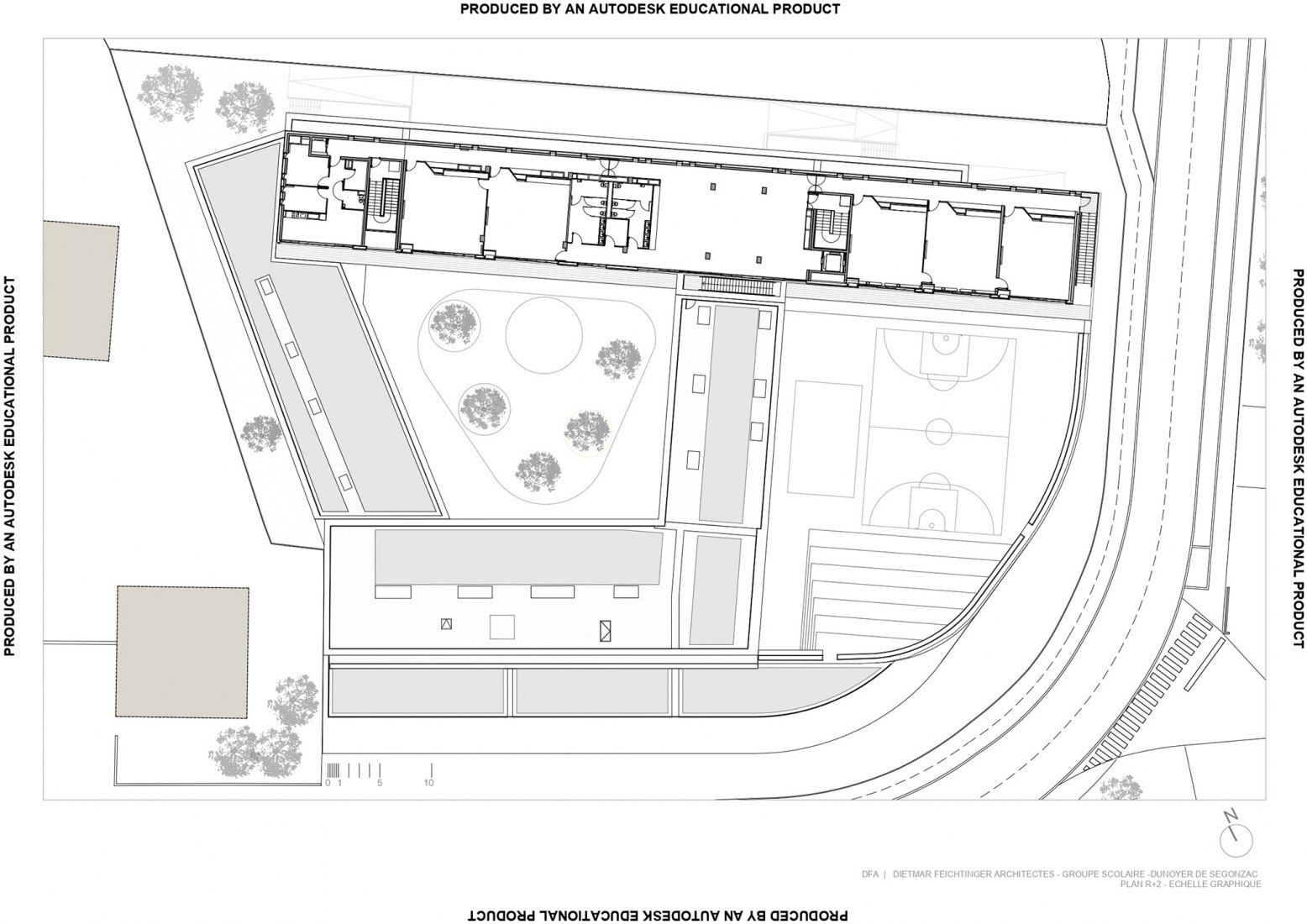 Tercera planta. Centro Escolar y de Actividades en Antony por Dietmar Feichtinger Architectes