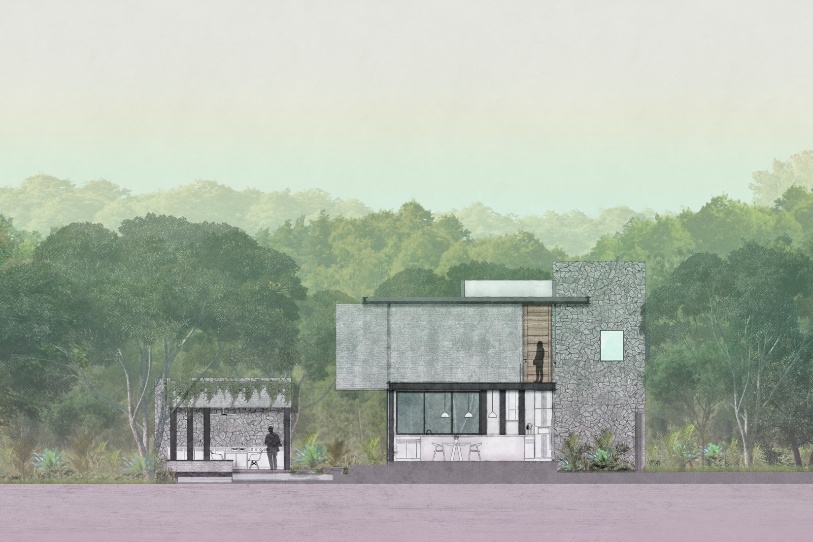 Section. Casa Entreparotas by Di Frenna Arquitectos.