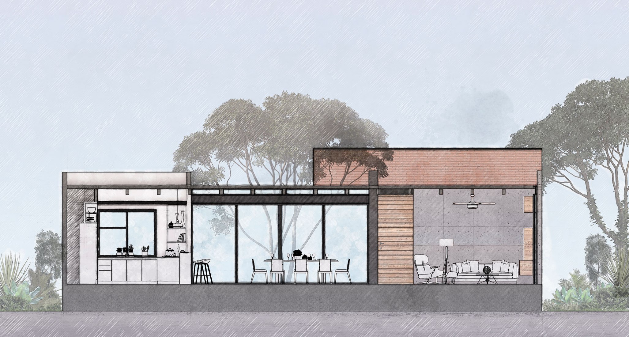Section. Keita house by Di Frenna Arquitectos.