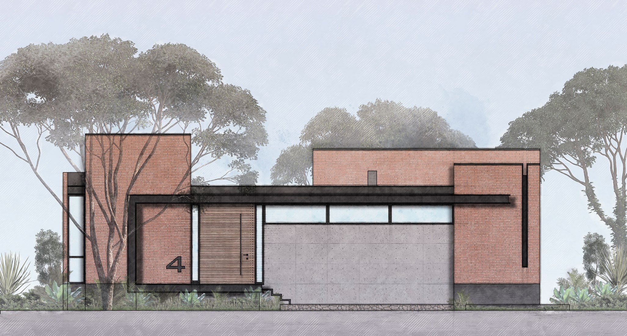 Front elevation. Keita house by Di Frenna Arquitectos.