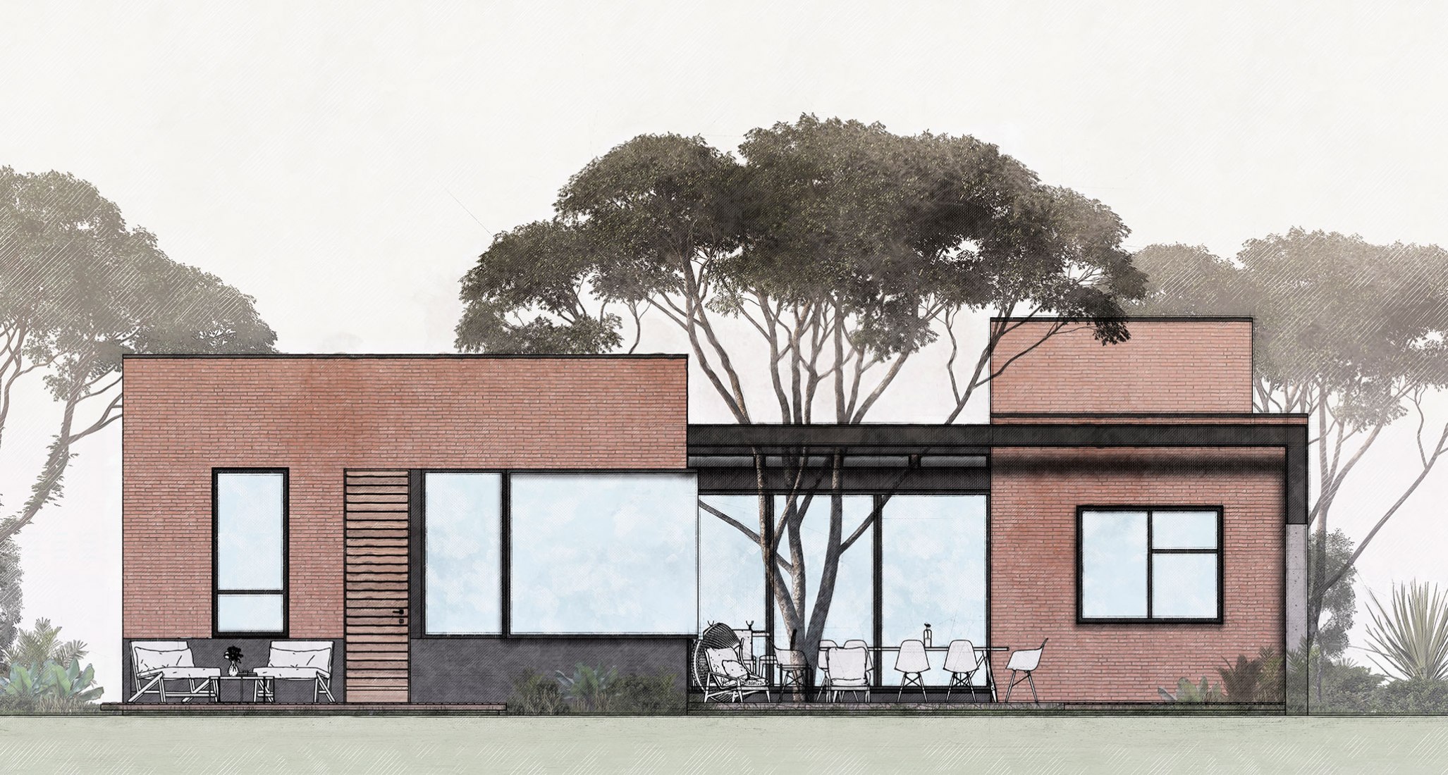 Rear elevation. Keita house by Di Frenna Arquitectos.