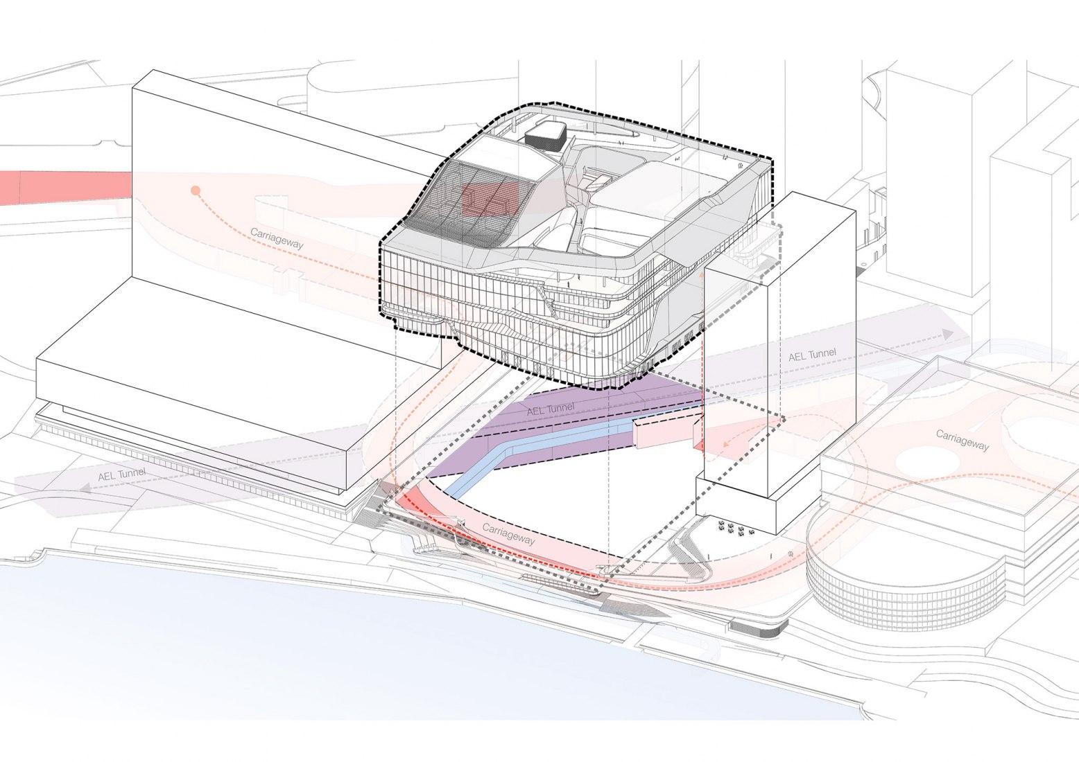 Diagram infrastructure relationship. Lyric Theatre Complex by UNStudio. Image by DBOX / UNStudio