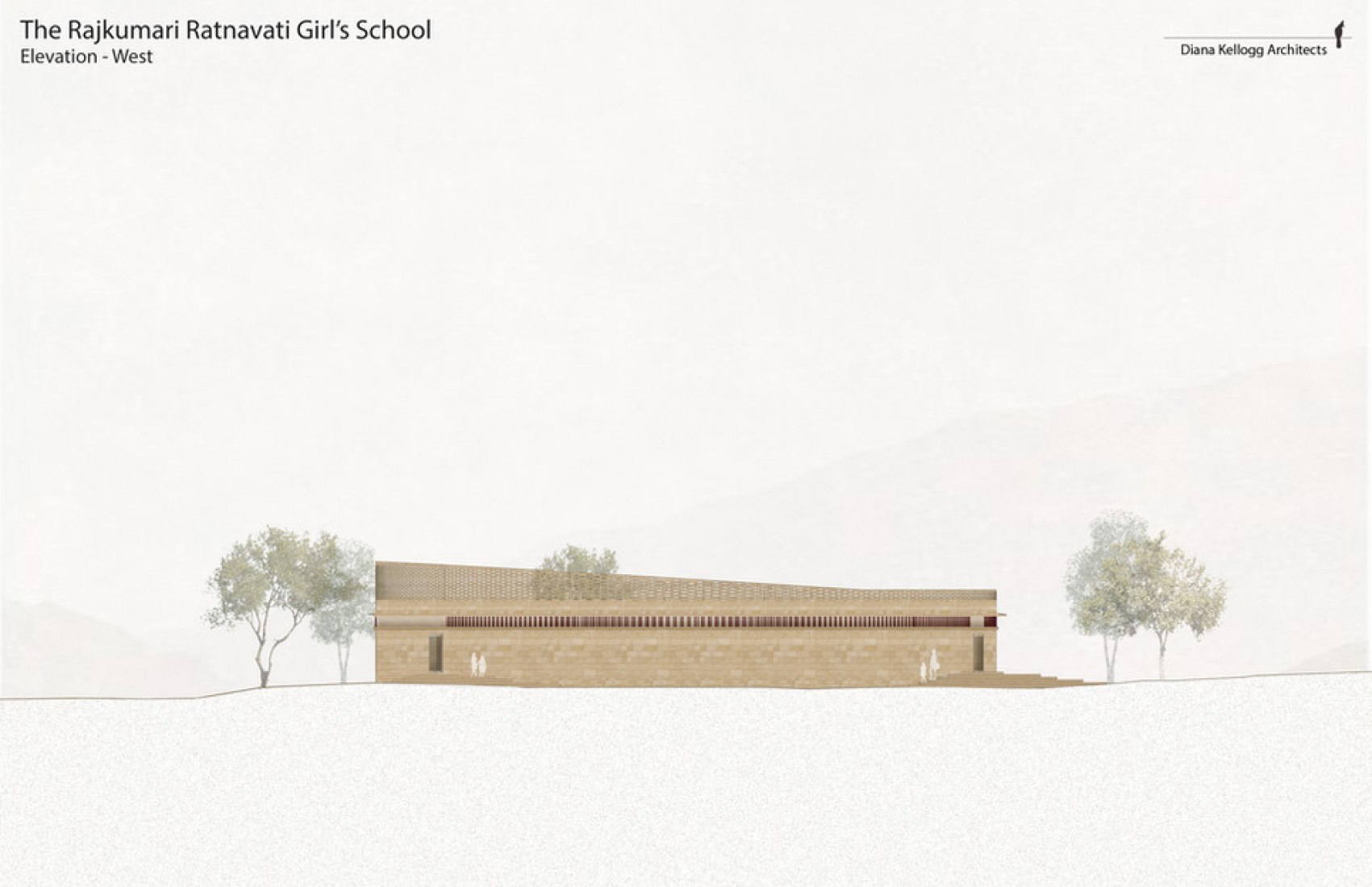 Alzados. Escuela de niñas Rajkumari Ratnavati por Diana Kellogg Architects.