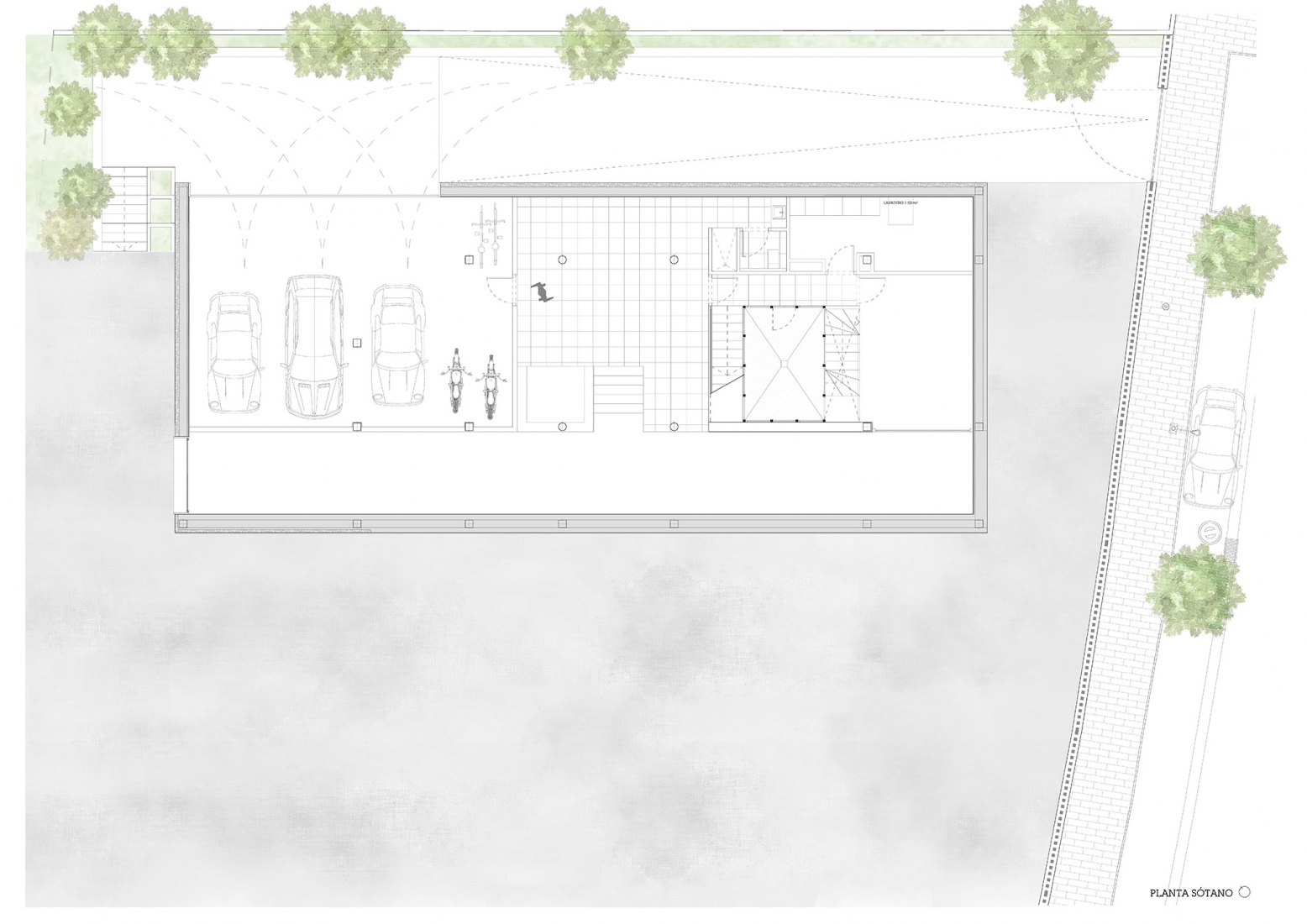 Basement floor plan. Family house AG by Díaz y Díaz Arquitectos. 