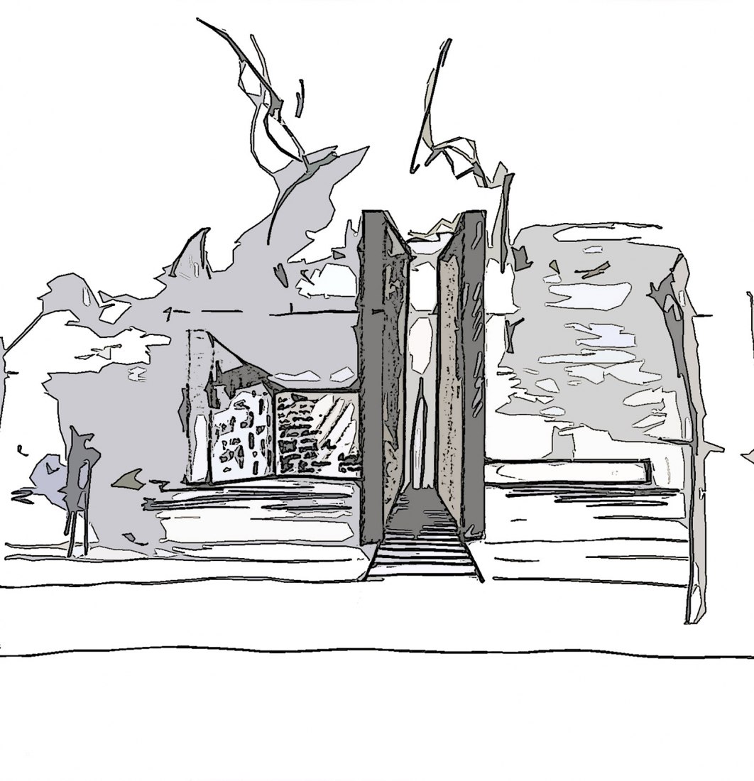 Sketch. Memorial to the victims of the Yak-42 by Diego Manuel Novo Menéndez.