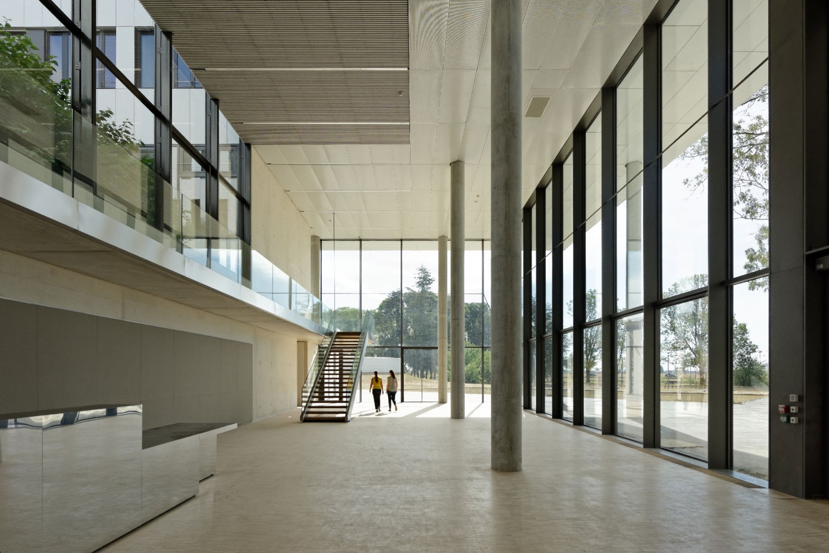 Hall de acceso. Instituto de Neurociencia por Dietmar Feichtinger Architectes