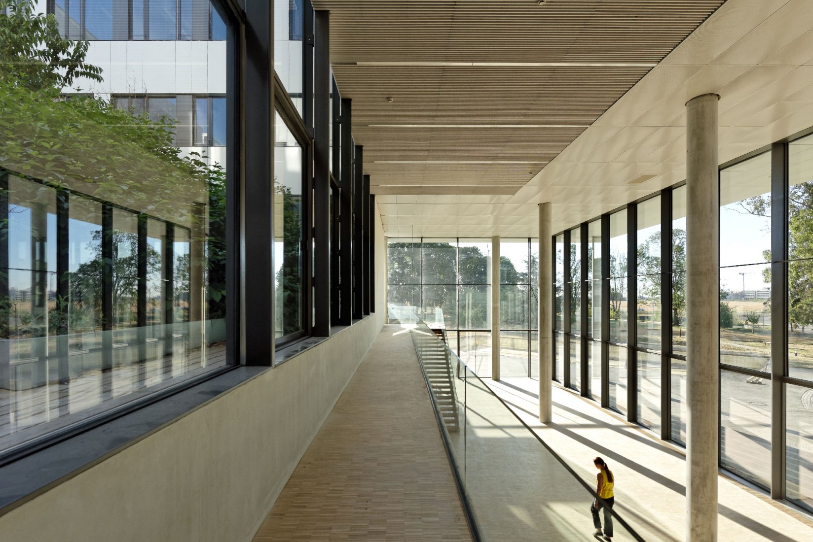 Hall de acceso. Instituto de Neurociencia por Dietmar Feichtinger Architectes