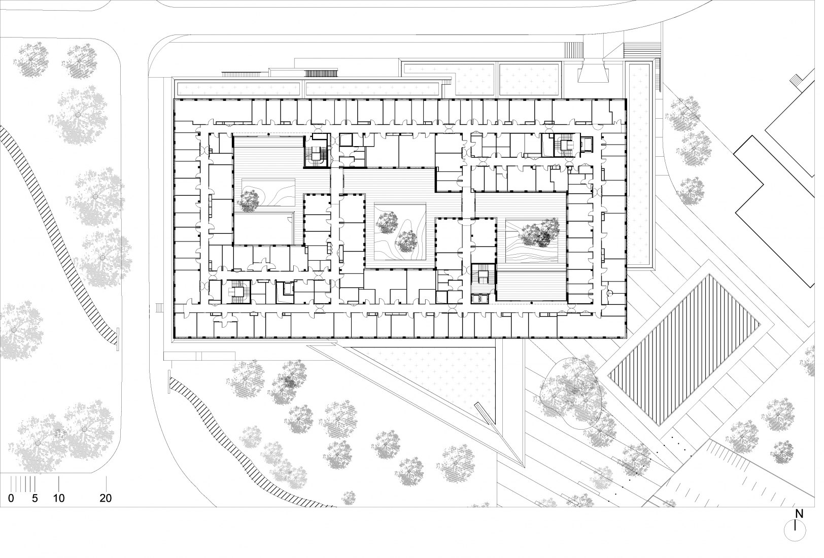 Planta segunda. Instituto de Neurociencia por Dietmar Feichtinger Architectes