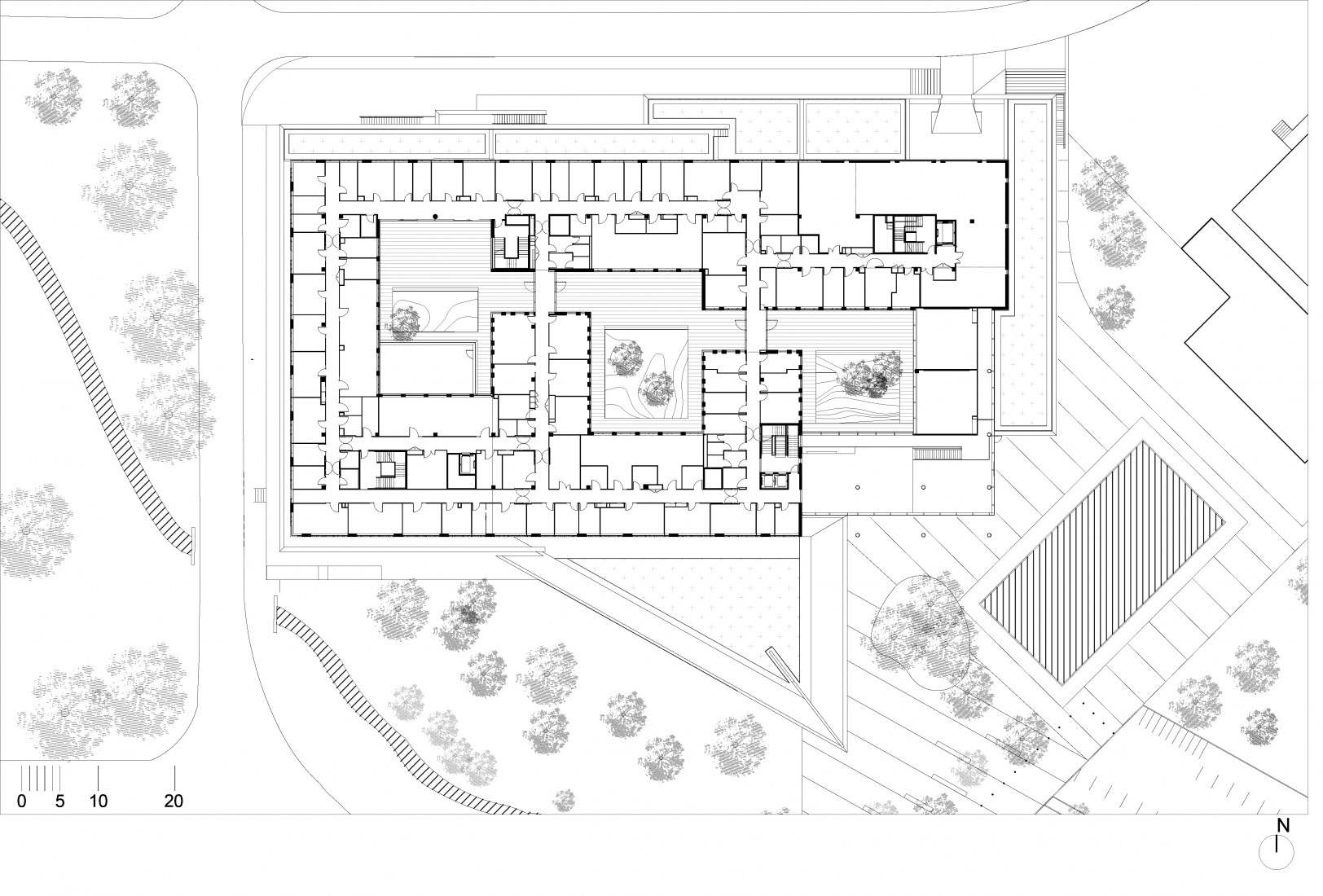 Planta tercera. Instituto de Neurociencia por Dietmar Feichtinger Architectes