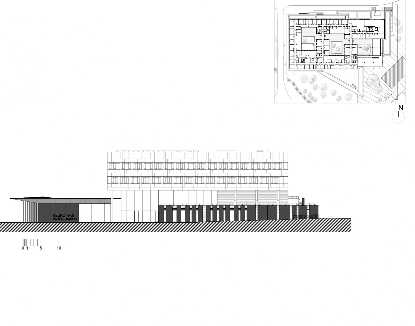 Fachada este. Instituto de Neurociencia por Dietmar Feichtinger Architectes