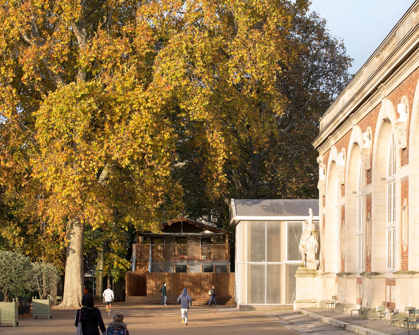 Wooden nursery in Luxembourg Gardens by Djuric Tardio Architectes. Photograph by Clément Guillaume
