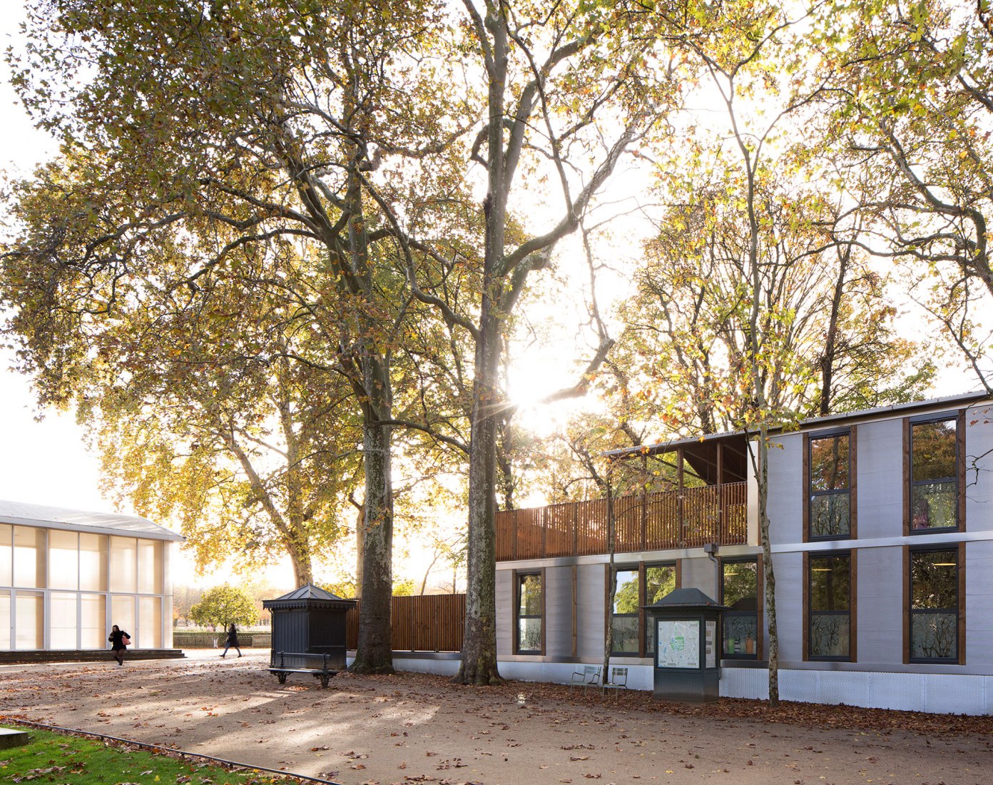 Wooden nursery in Luxembourg Gardens by Djuric Tardio Architectes. Photograph by Clément Guillaume