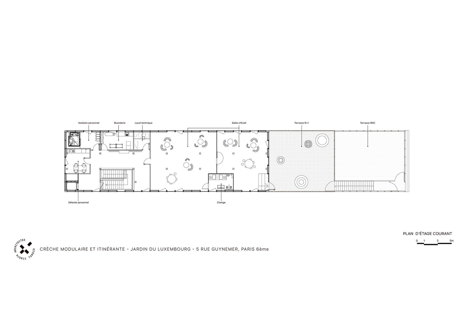 First floor plan. Wooden nursery in Luxembourg Gardens by Djuric Tardio Architectes
