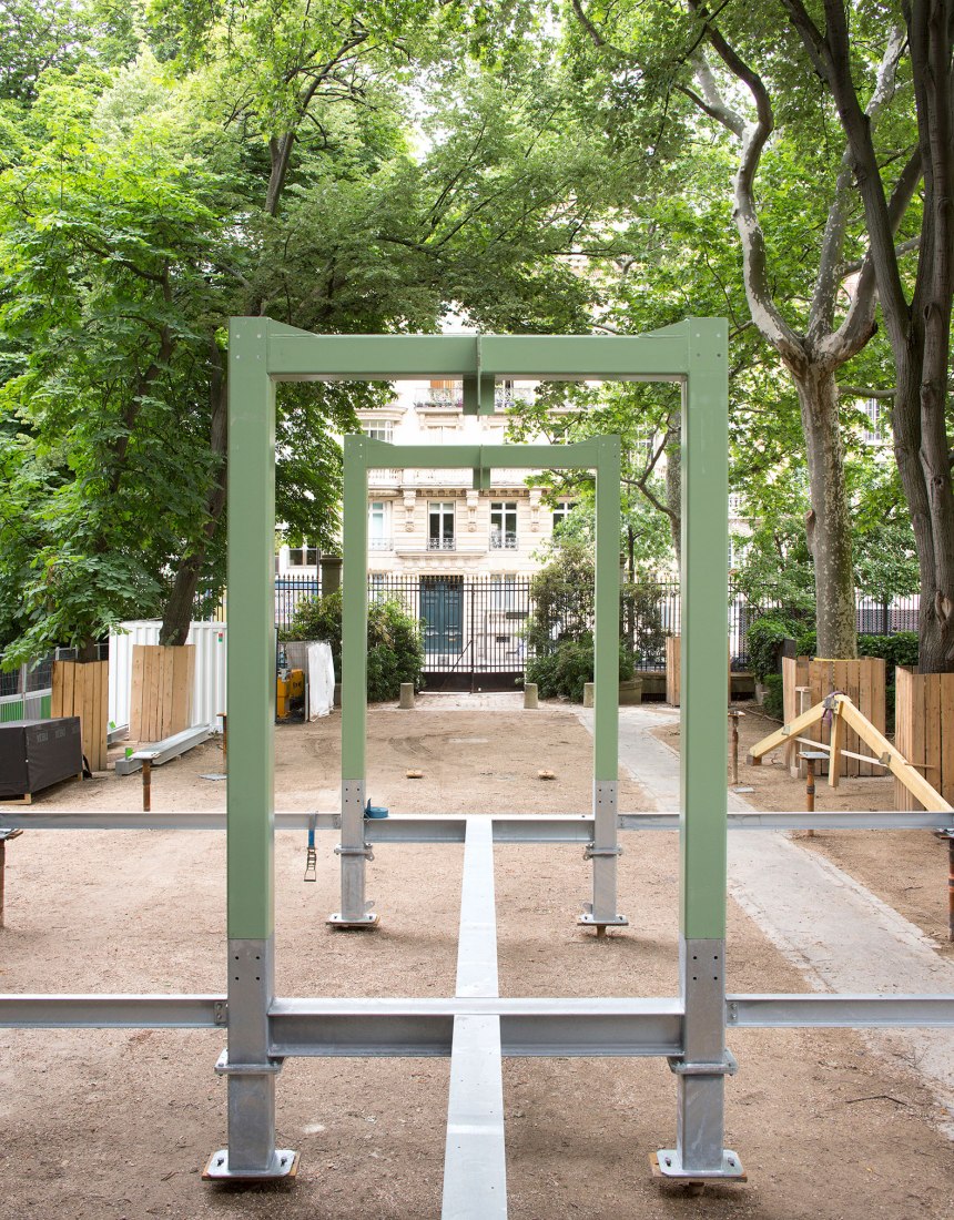 Wooden nursery in Luxembourg Gardens by Djuric Tardio Architectes. Photograph by Clément Guillaume