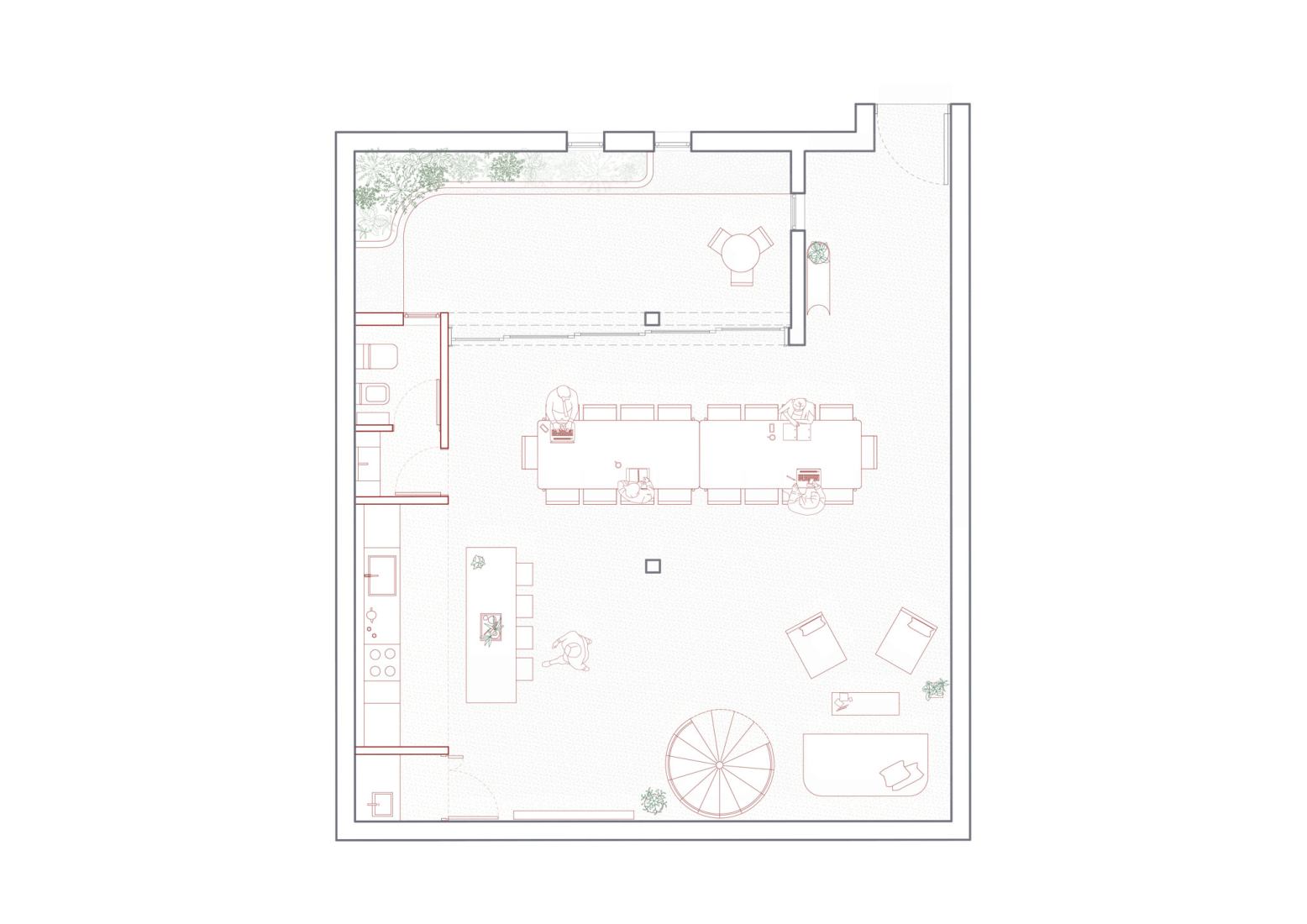 Ground floor plan. Espacio B by Dodds Estudio. 